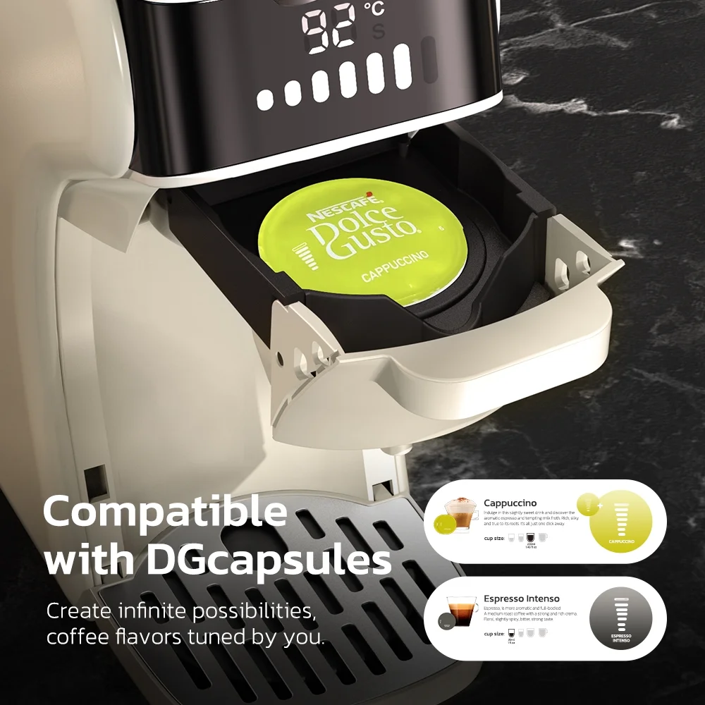 HiBREW 6in1 Pods Coffee Machine Multiple Espresso Cafetera Cappuccino Coffee Maker H1B Beige - Image 4