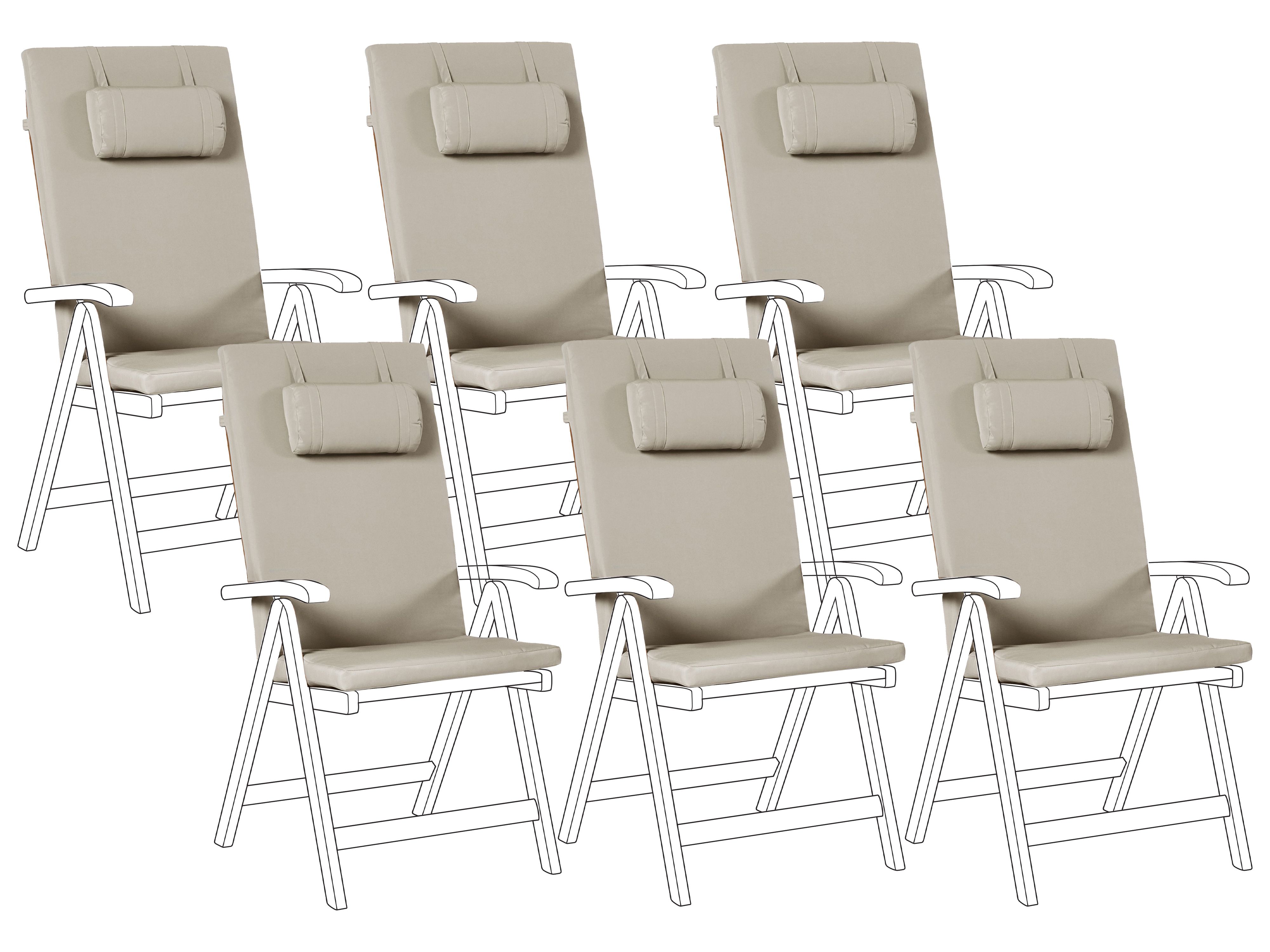 Set of 6 Back/Seat Cushions JAVA/AMANTEA PREMIUM 50 x 70 cm Taupe