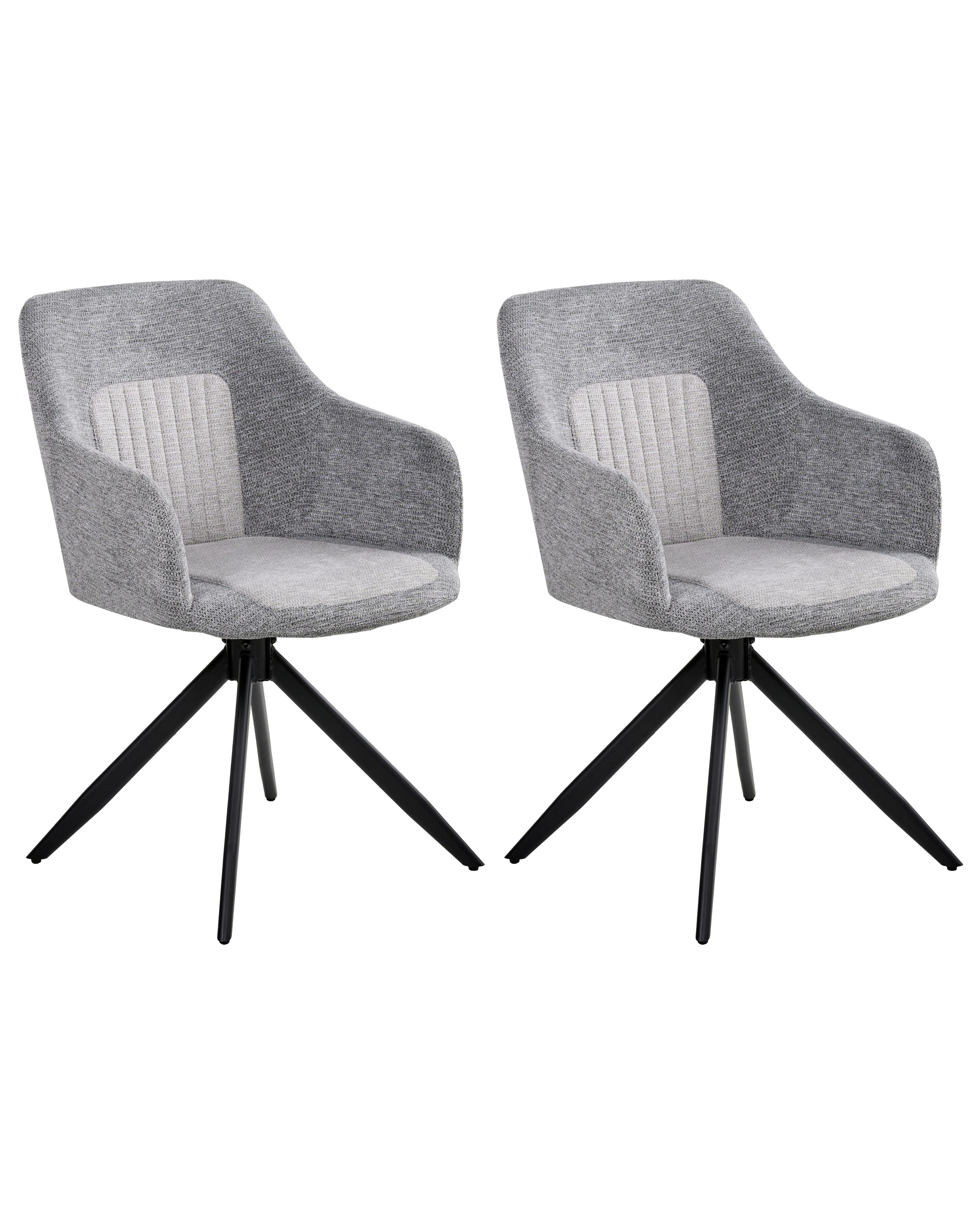 Set of 2 Dining Chairs Swivel LIKELY Fabric Grey