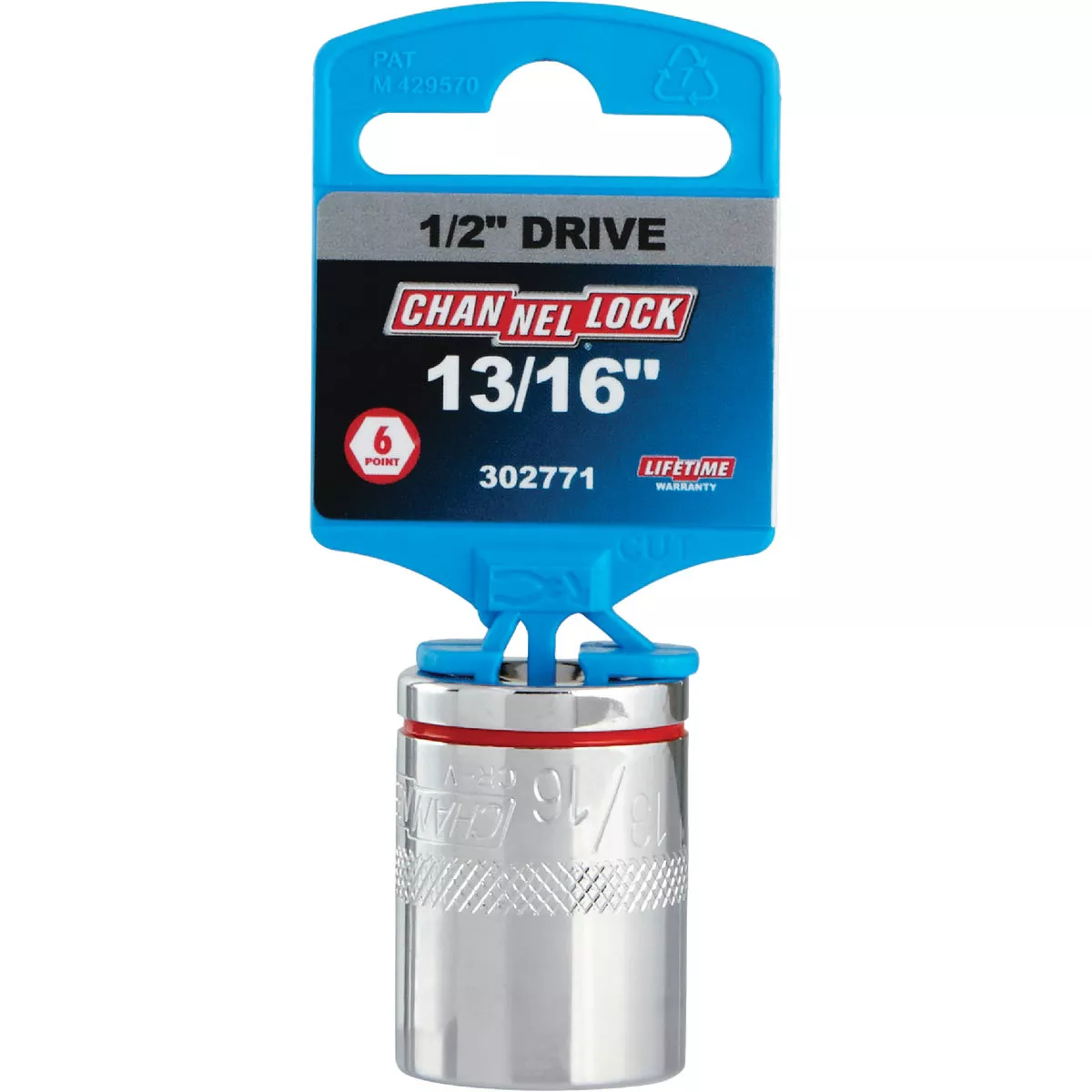 Channellock 1/2 In. Drive 13/16 In. 6-Point Shallow Standard Socket