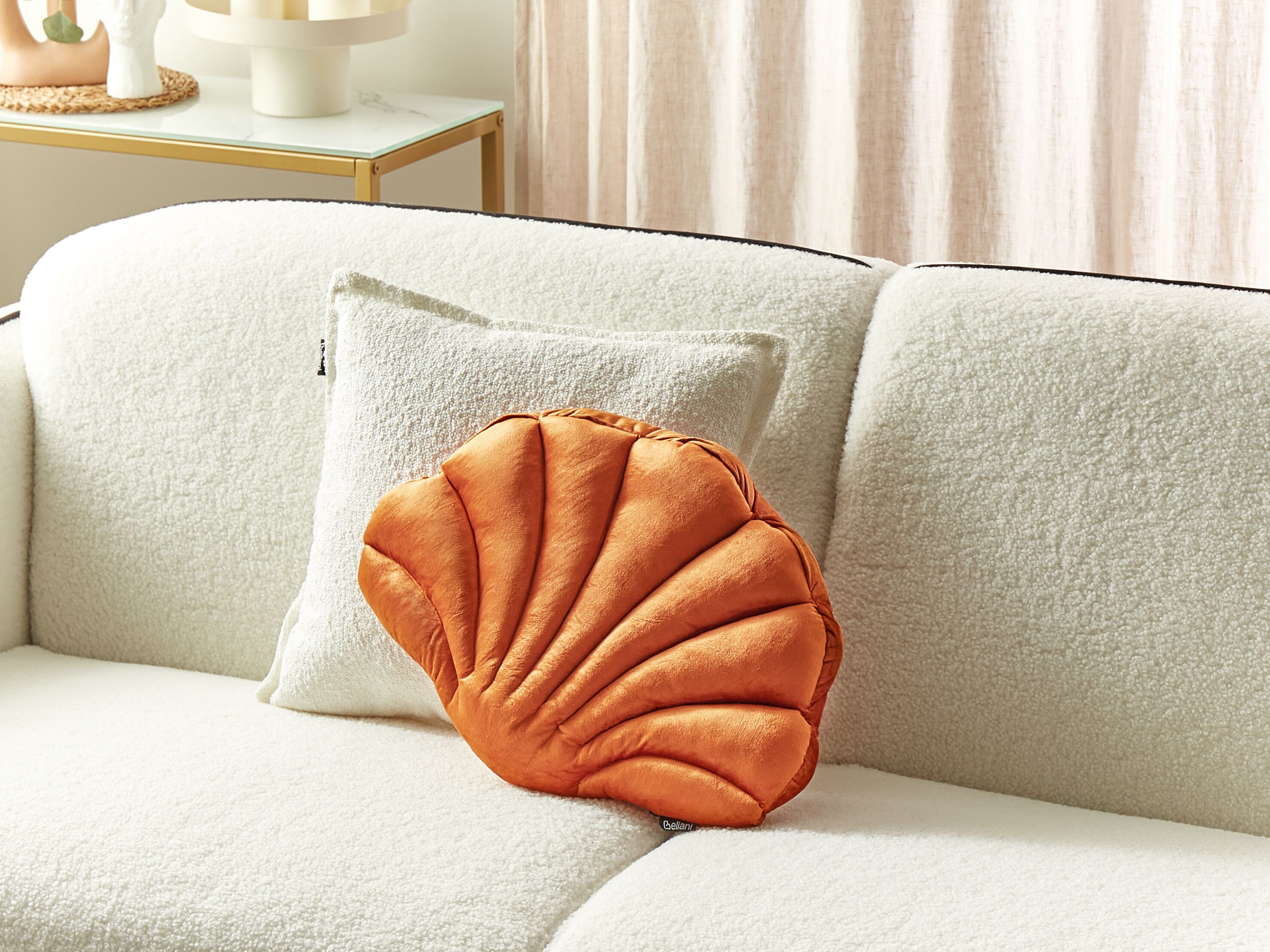 Throw Cushion CONSOLIDA Velvet 47 x 35 cm Orange Solid