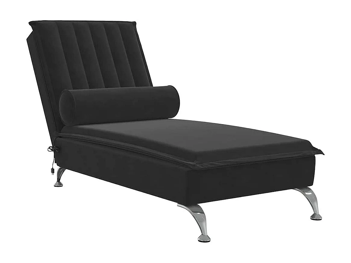 Kerrville  Chaise longue de massage avec traversin noir velours