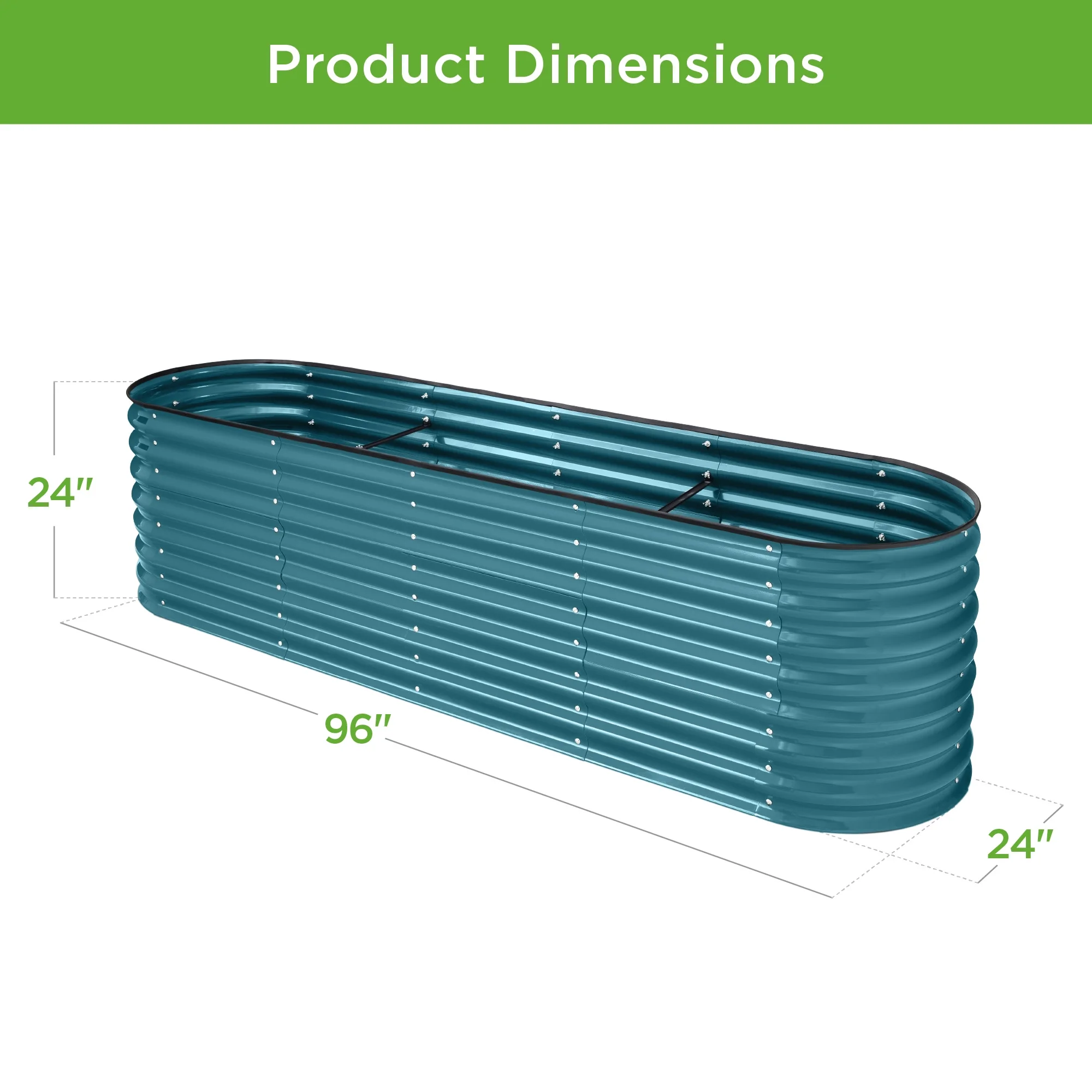 Best Choice Products 8x2x2ft Metal Raised Garden Bed, Oval Outdoor Planter Box w/ 4 Support Bars - Charcoal - Image 41
