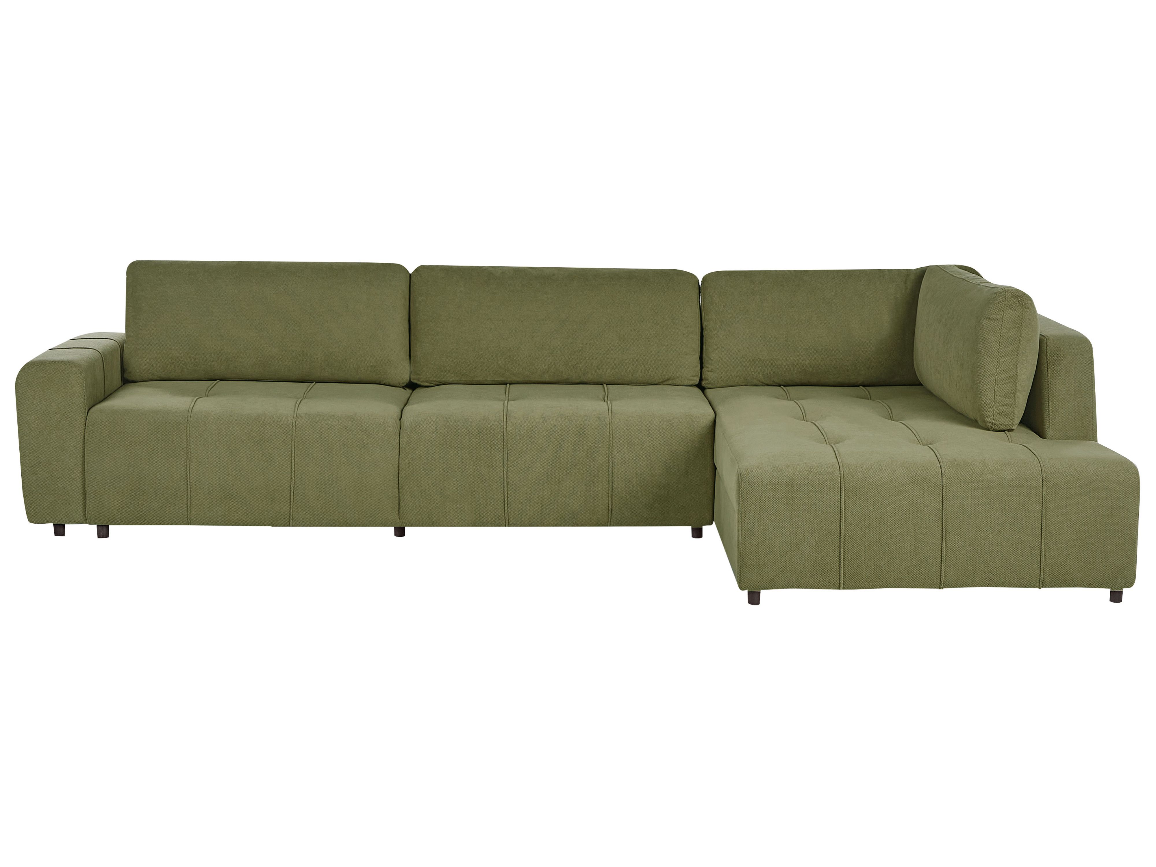 Corner Sofa Bed 4 Seater INNVIK Fabric Green with Storage Left Hand