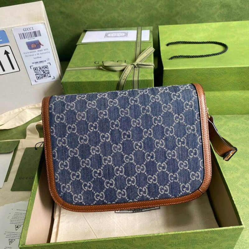 Replica Gucci Horsebit 1955 Small Bag 602204 In Blue Denim1:1High-quality replica