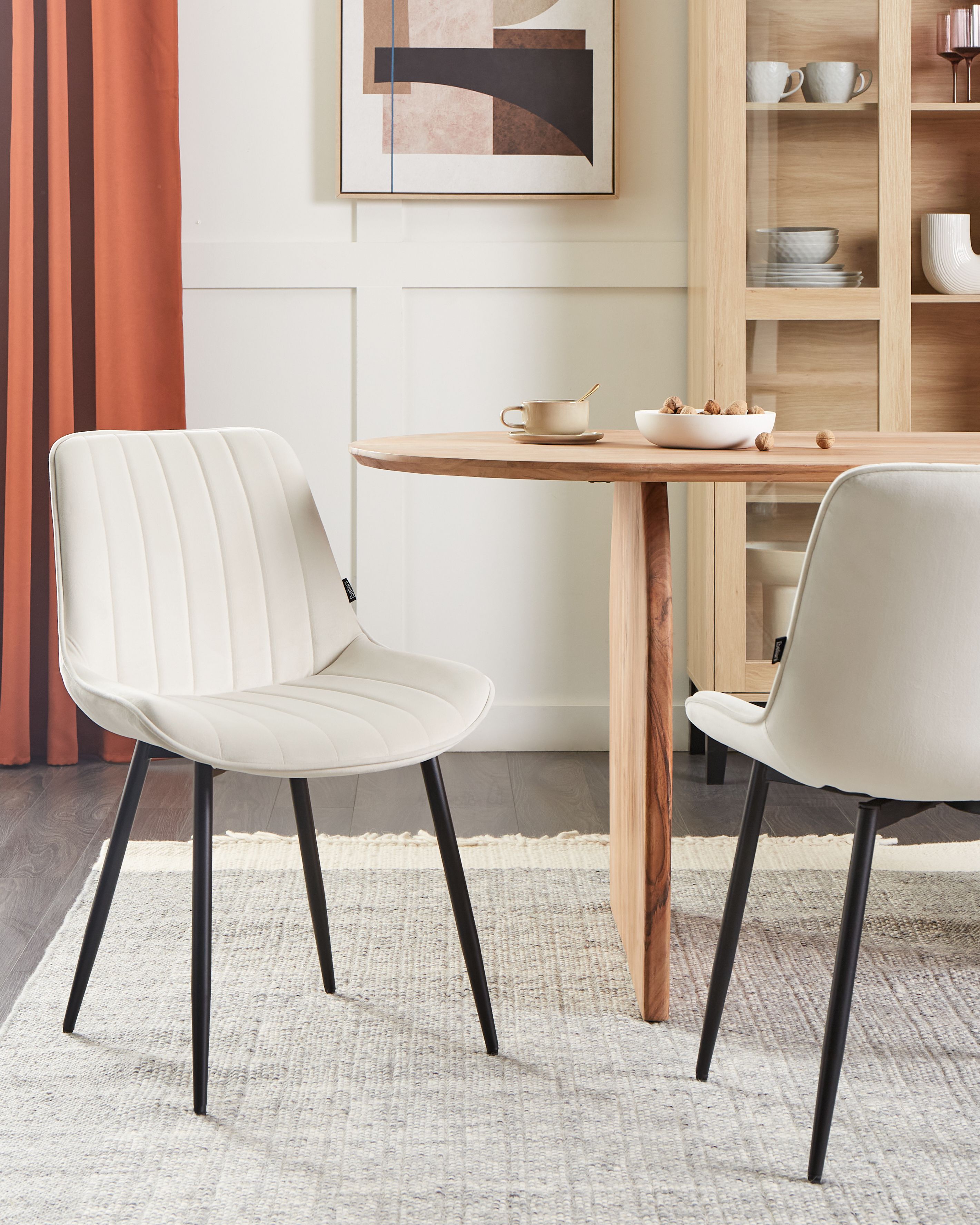 Set of 2 Dining Chairs DUBROVNIK Velvet Light Beige