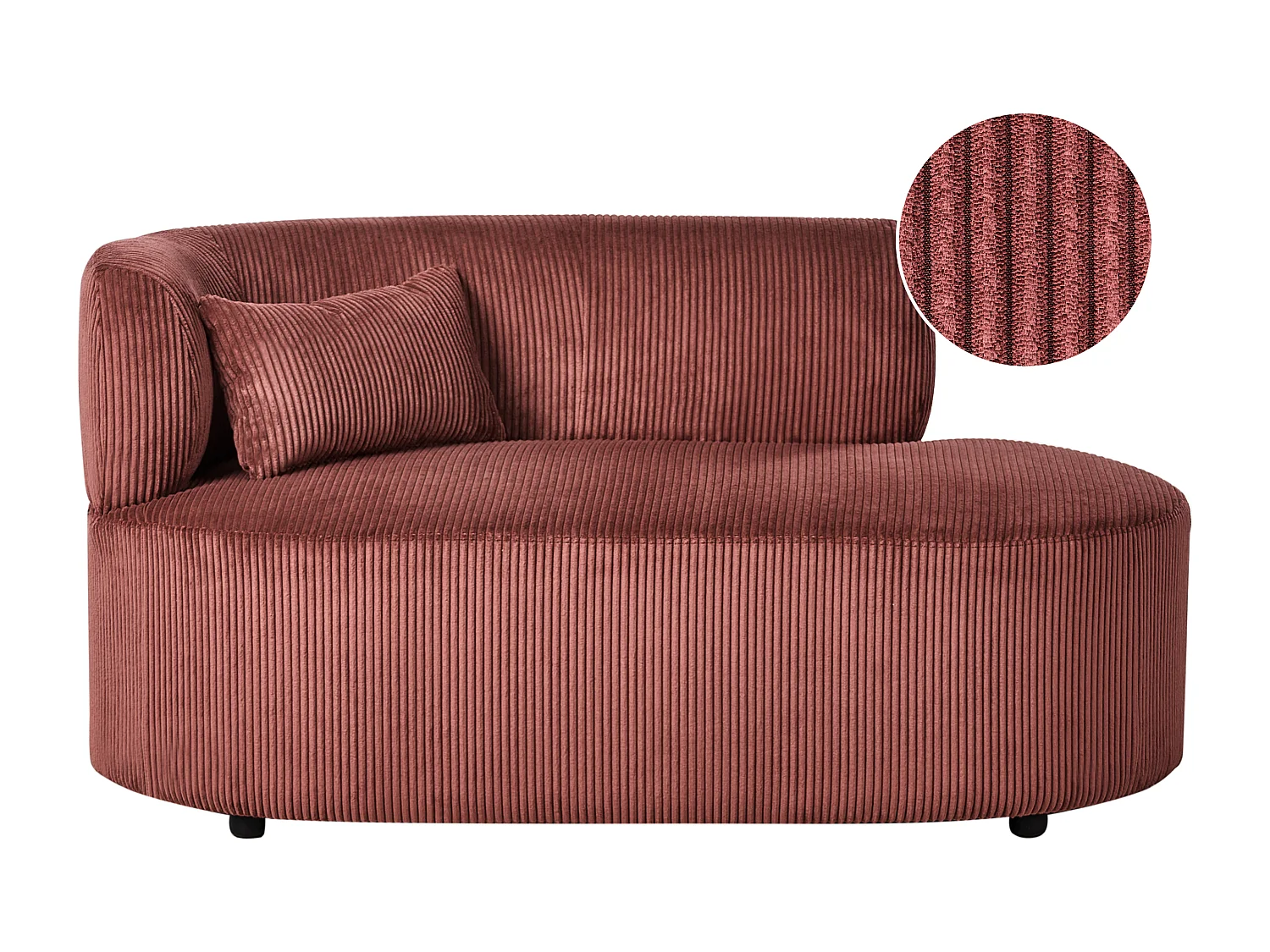 Chaise longue côté gauche VANVEY Velours côtelé Rouge