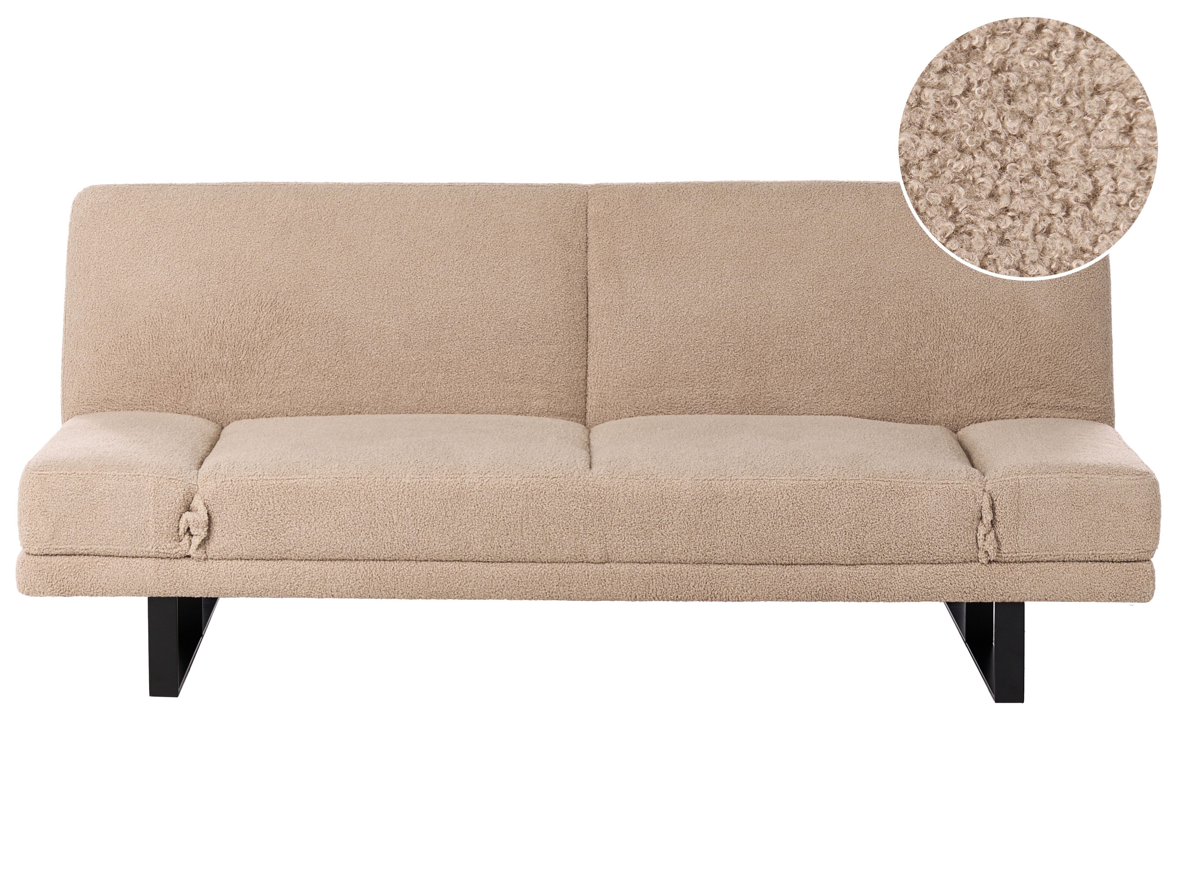 Sofa Bed 2 Seater YORK Boucle Sand Beige