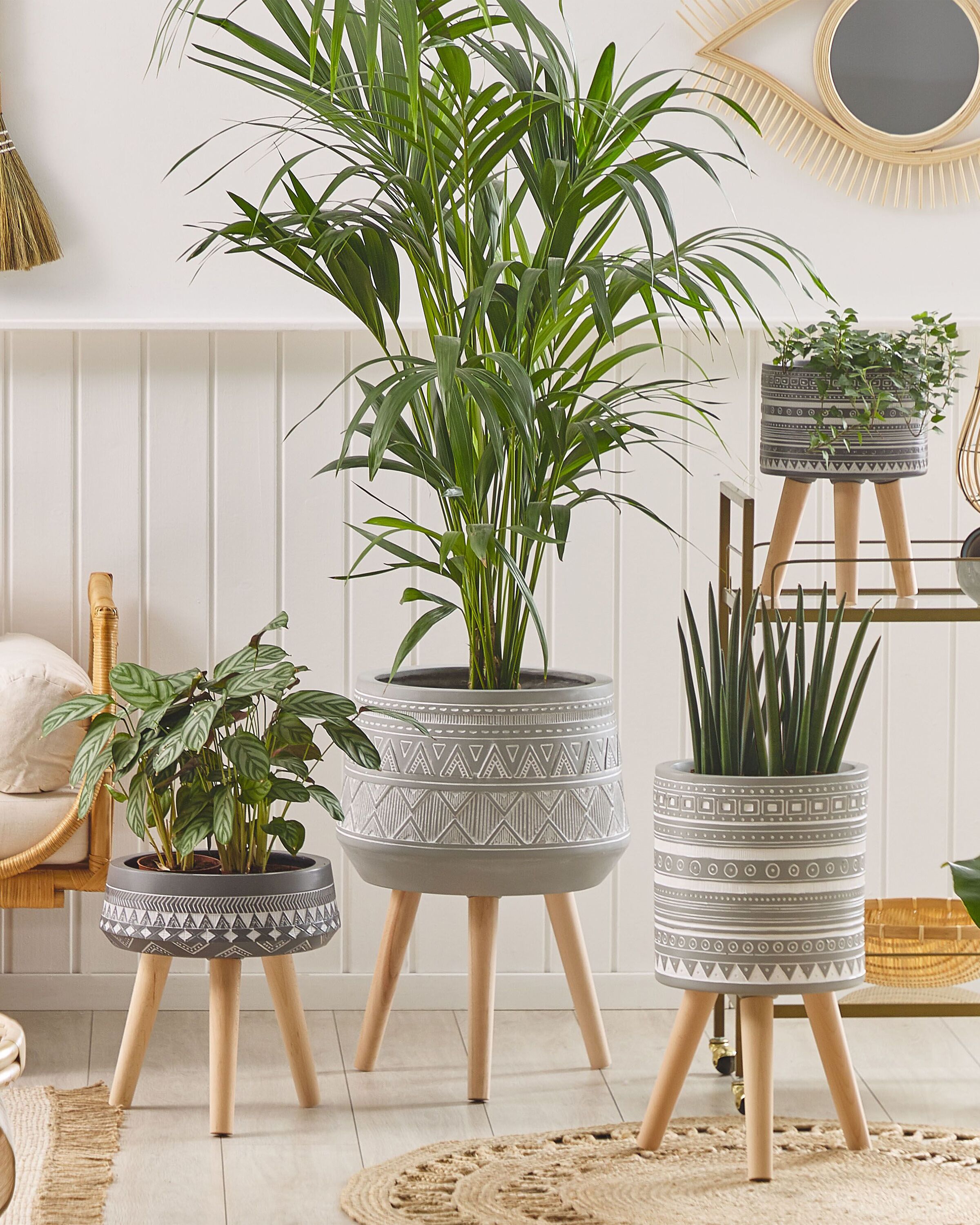 Elevated Plant Pot MALAKI 44 cm Light Grey