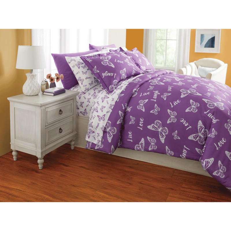 2-Pack Butterfly Sentiments Microfiber Sheet Set - MIDNIGHT VELVET CATALOG