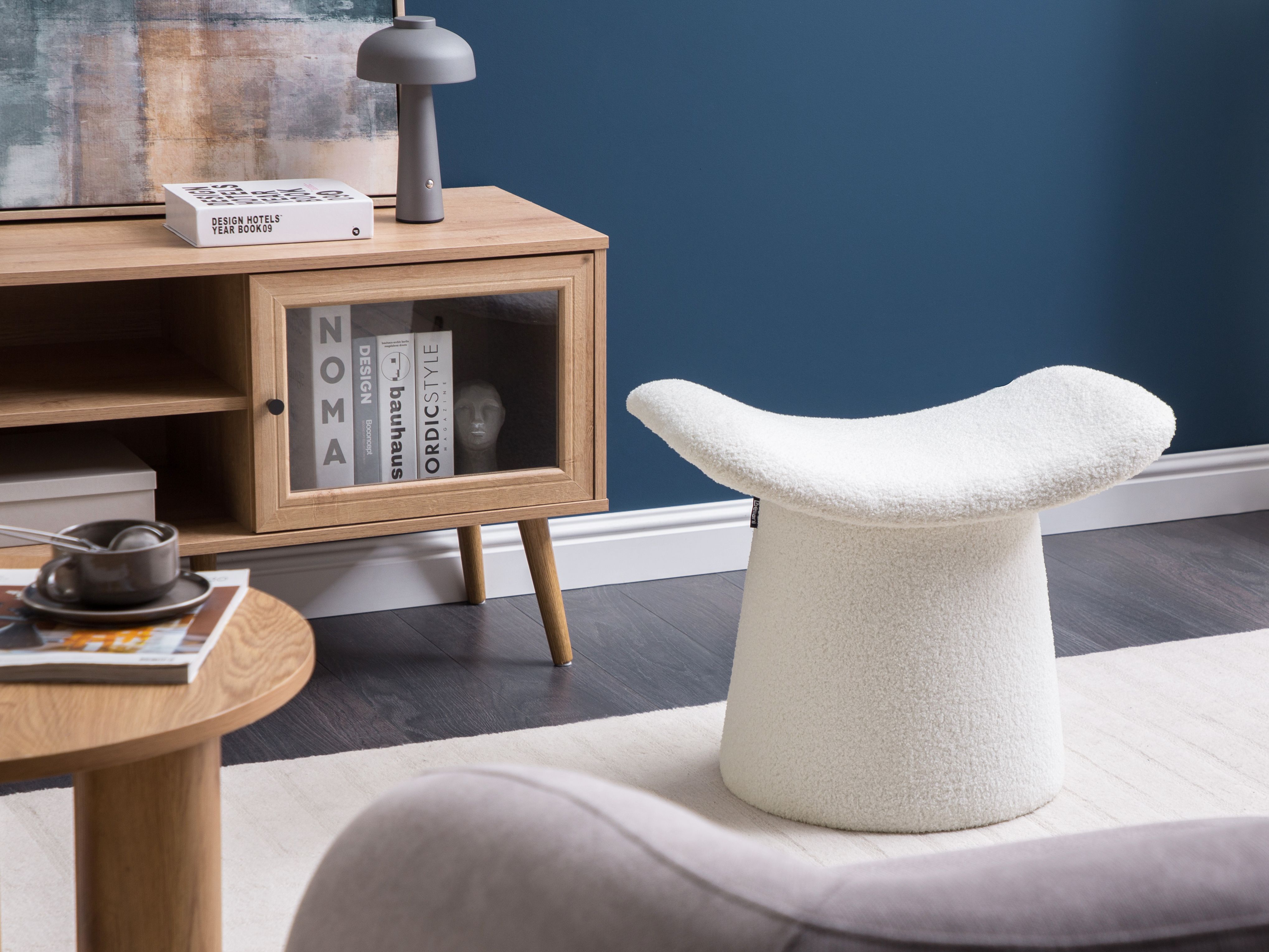 Pouffe Tufted RIDDLE Boucle Off-White