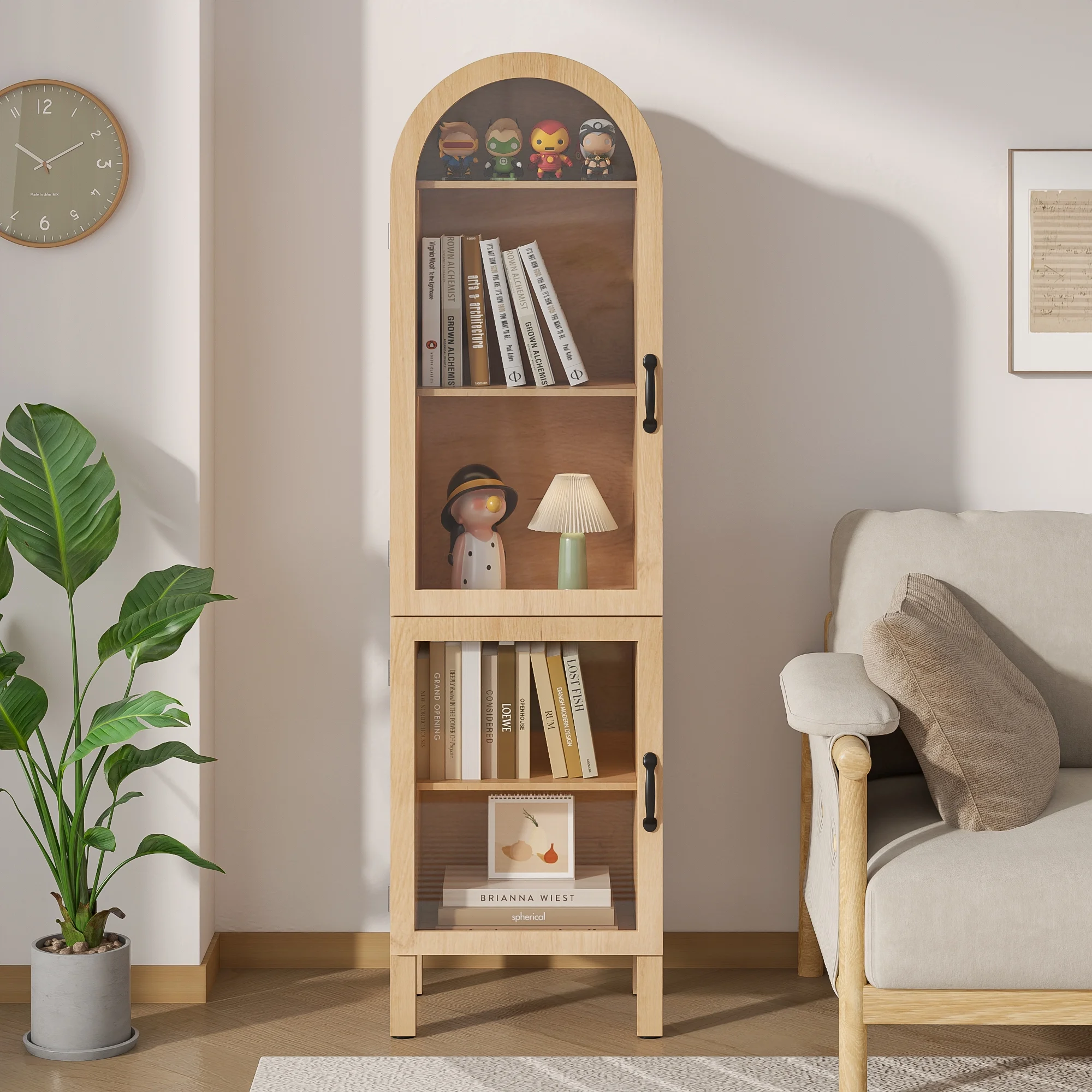 Fiogmub Tall Arched Storage Display Cabinet, Arched Pantry Cabinet with Doors, Acrylic Glass Doors - Image 16
