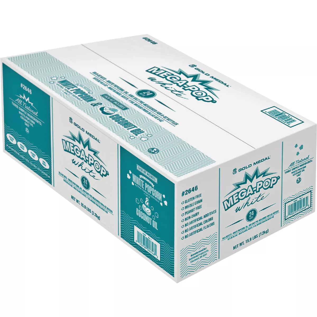 Gold Medal Mega Pop 8 Oz. All Natural White Popcorn Kit (24 Kits)