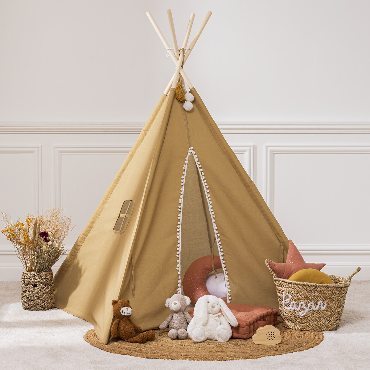 Kids tepee "Wapi" Mustard yellow, H.160 cm