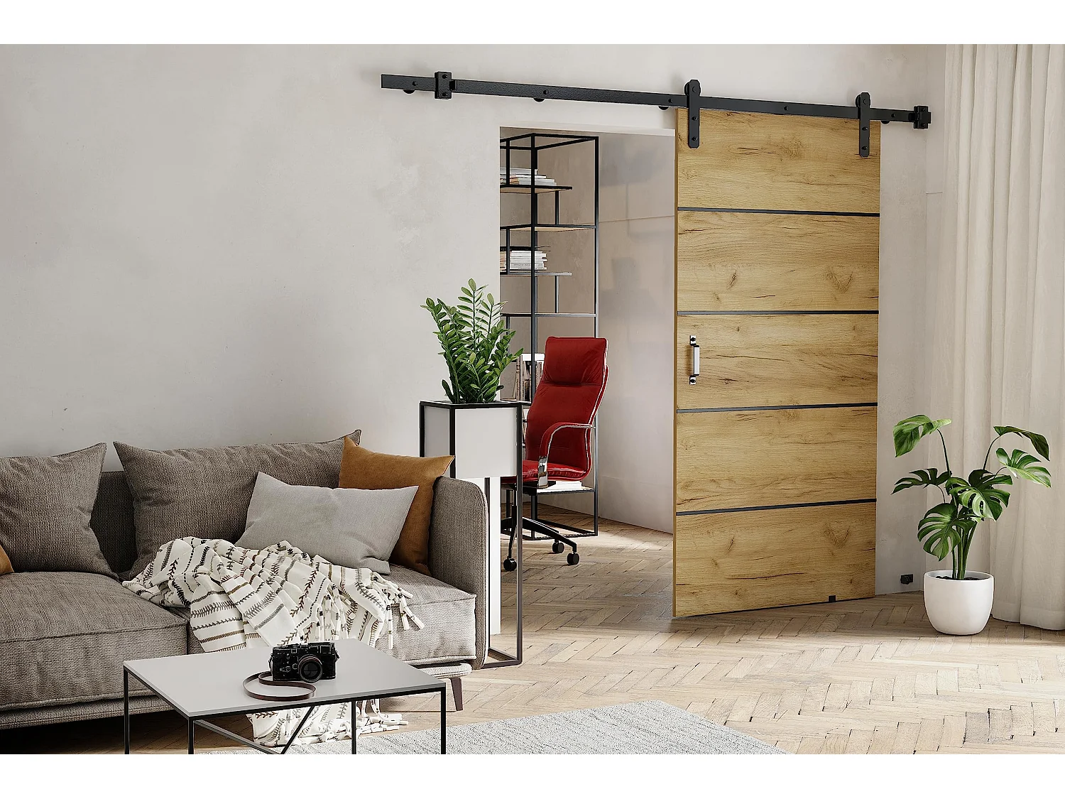 Portes coulissantes LOFT LORNI 60 chêne craft doré