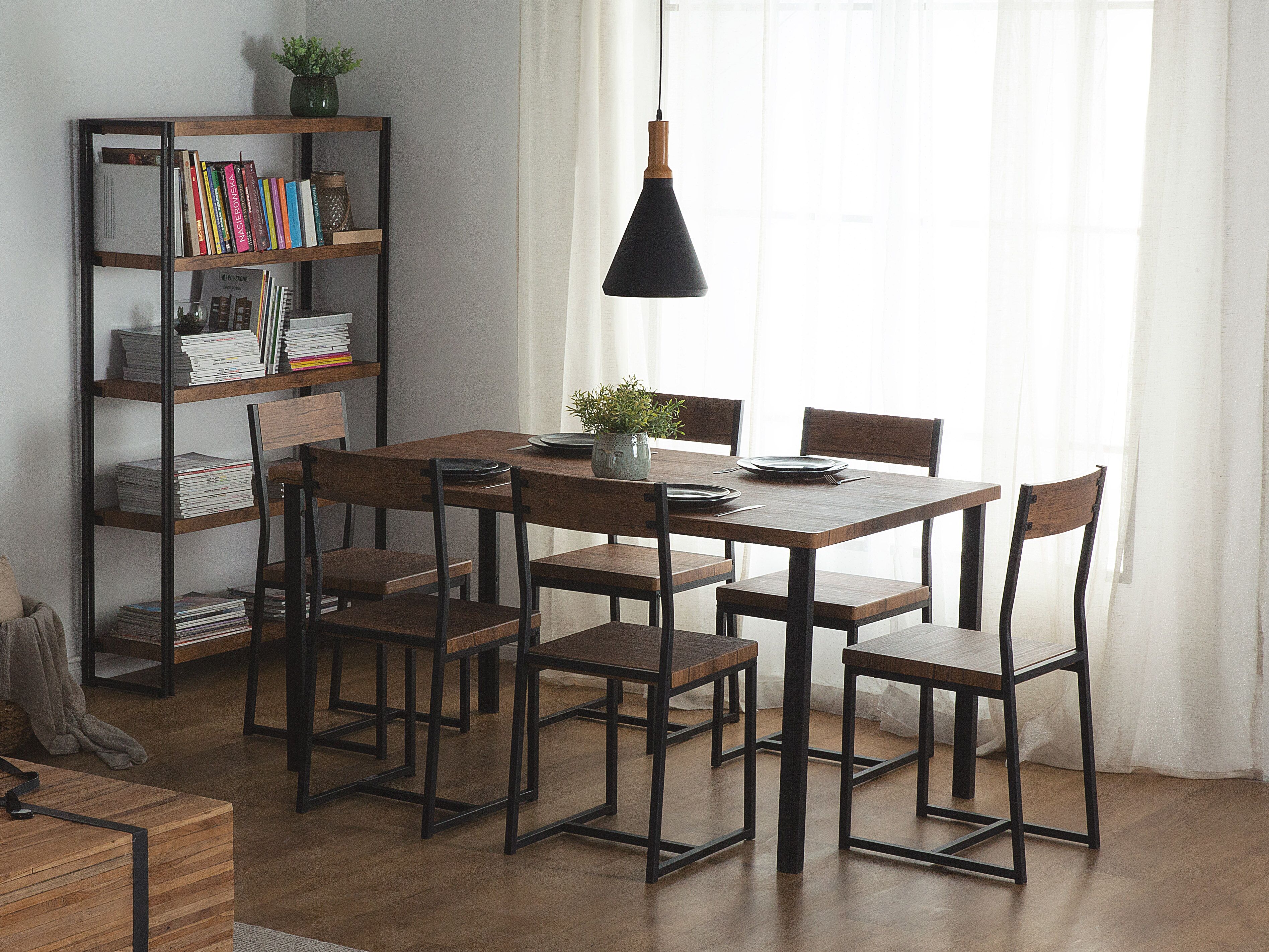 Dining Set LAREDO Dark Brown 6 Seater