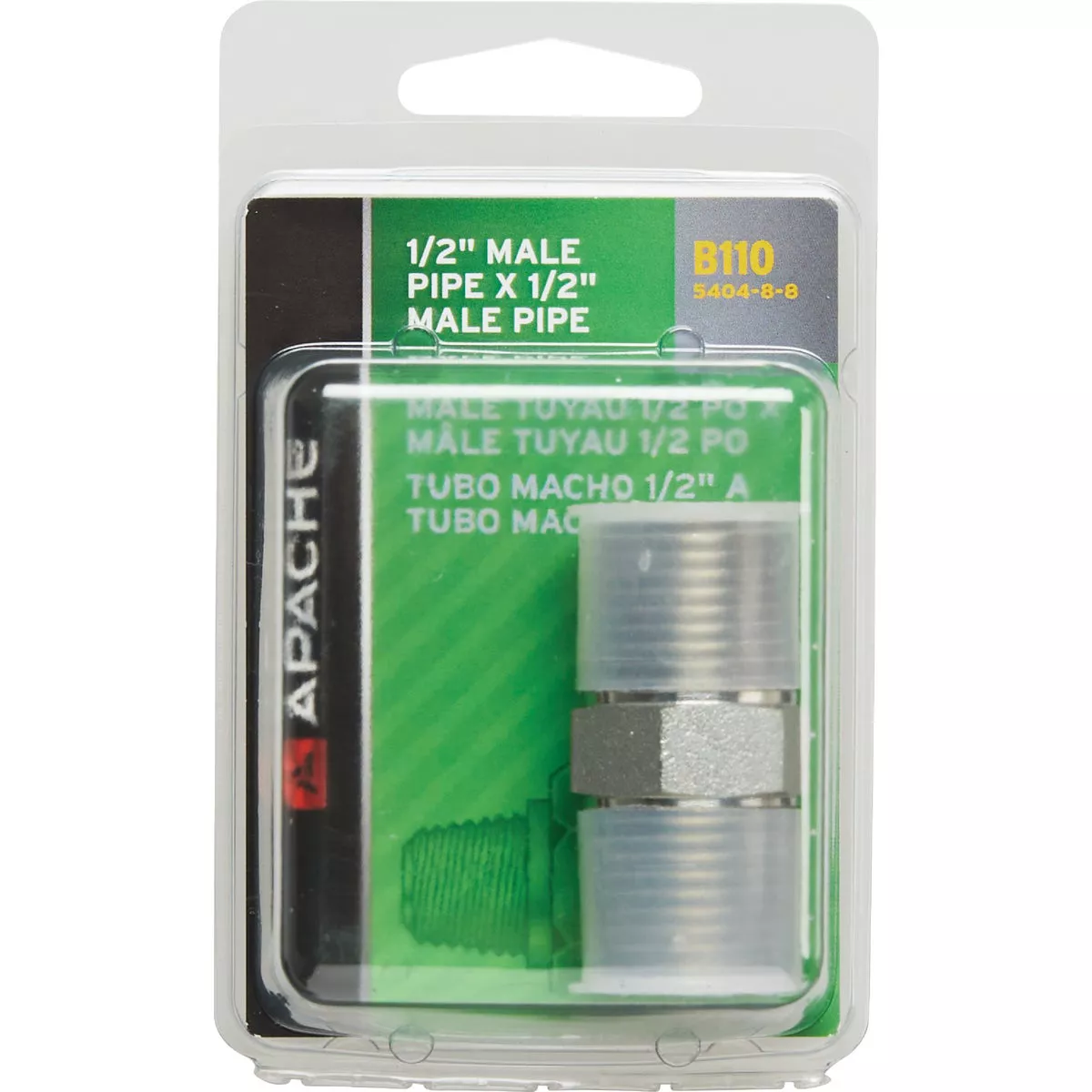 Apache 1/2 In. Male Pipe x 1/2 In. Male Pipe Straight Hydraulic Hose Adapter