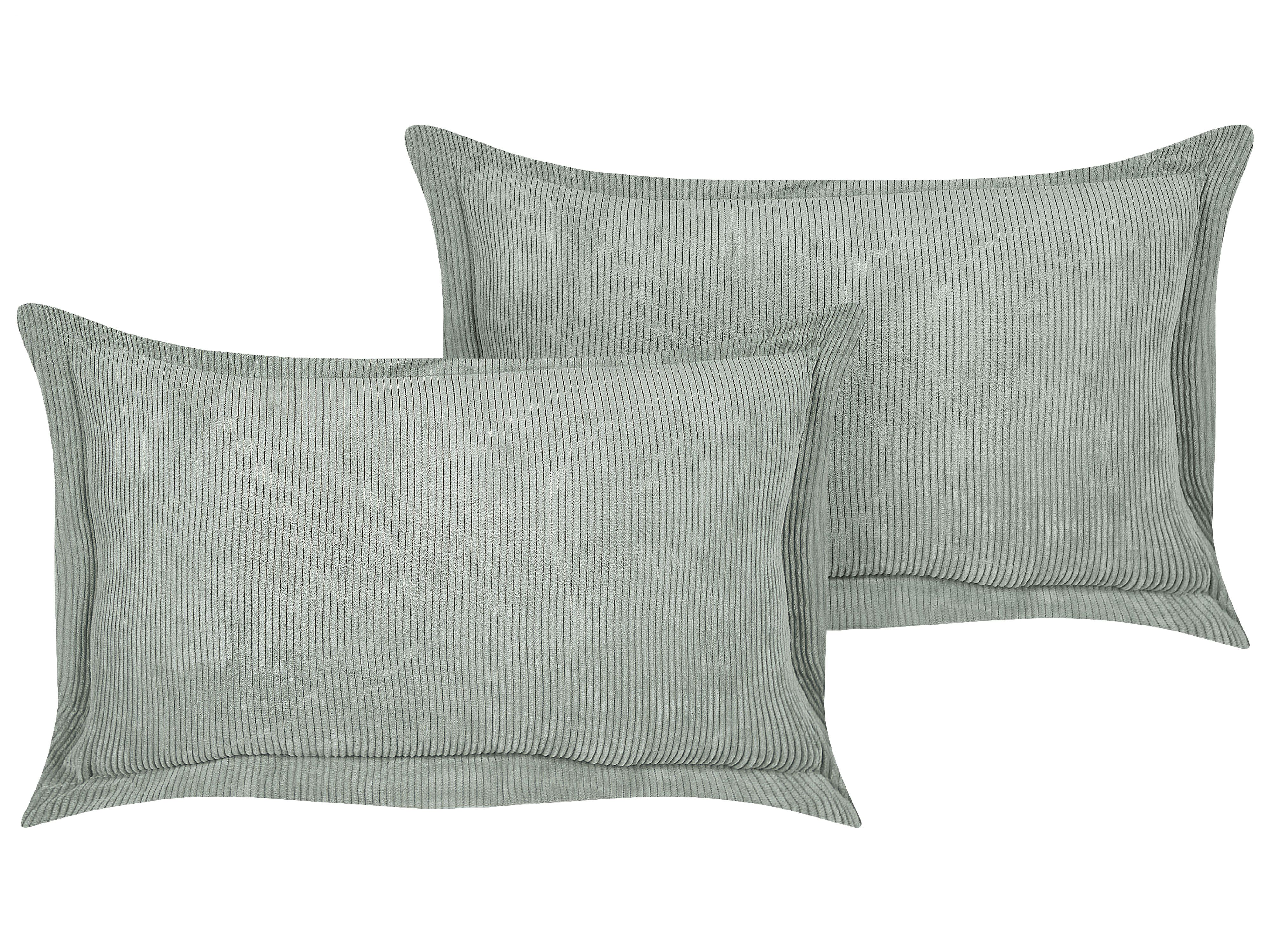 Set of 2 Decorative Cushions ZINNIA Corduroy 47 x 27 cm Light Green Solid