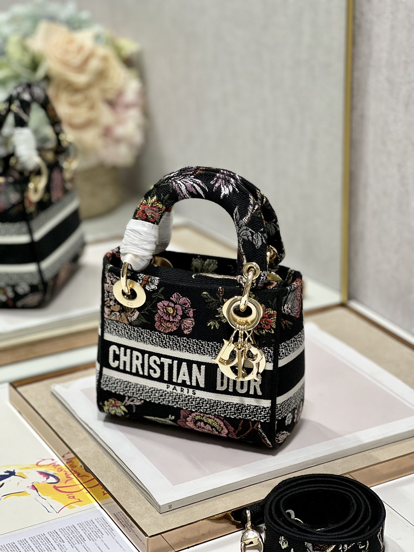 Mini Lady D-Lite Bag White/Black For Women 6.5in/17cm1:1High-quality replica