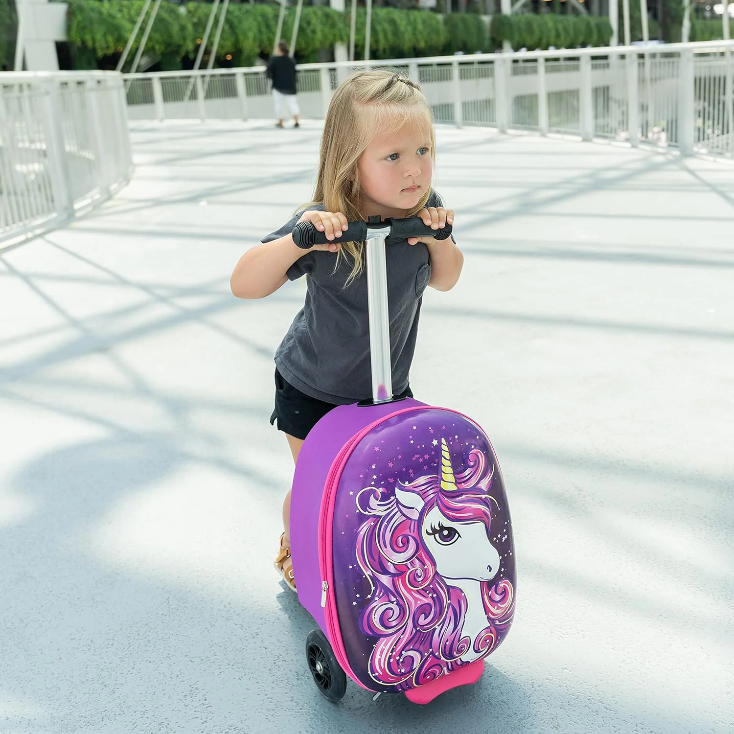 Kiddietotes Kid's Hard Shell Scooter Ride On Suitcase, Pink - Image 23