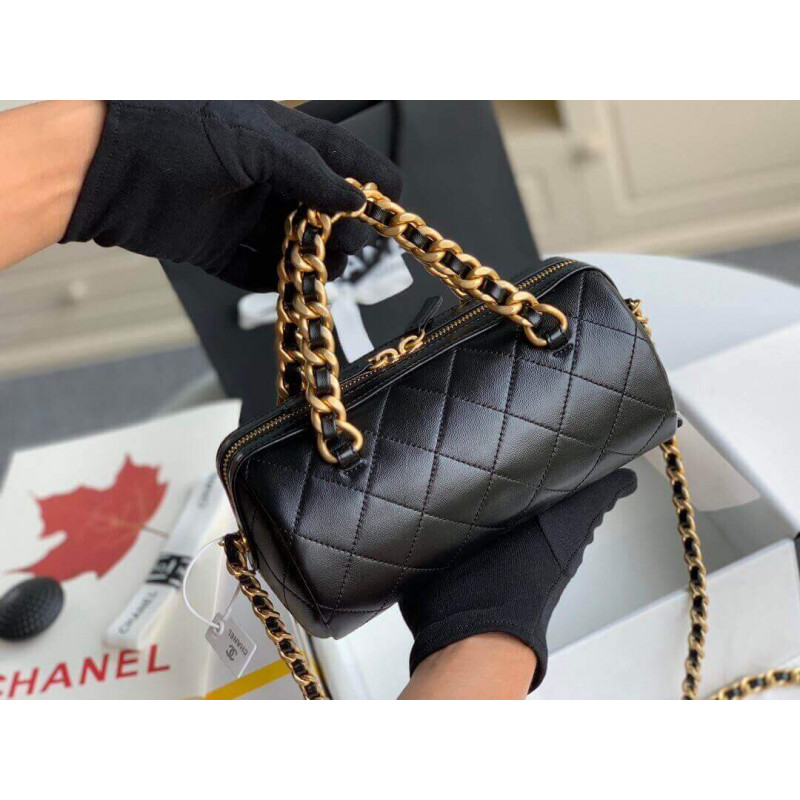 Replica Chanel Shiny Lambskin Small Bowling Bag As1899