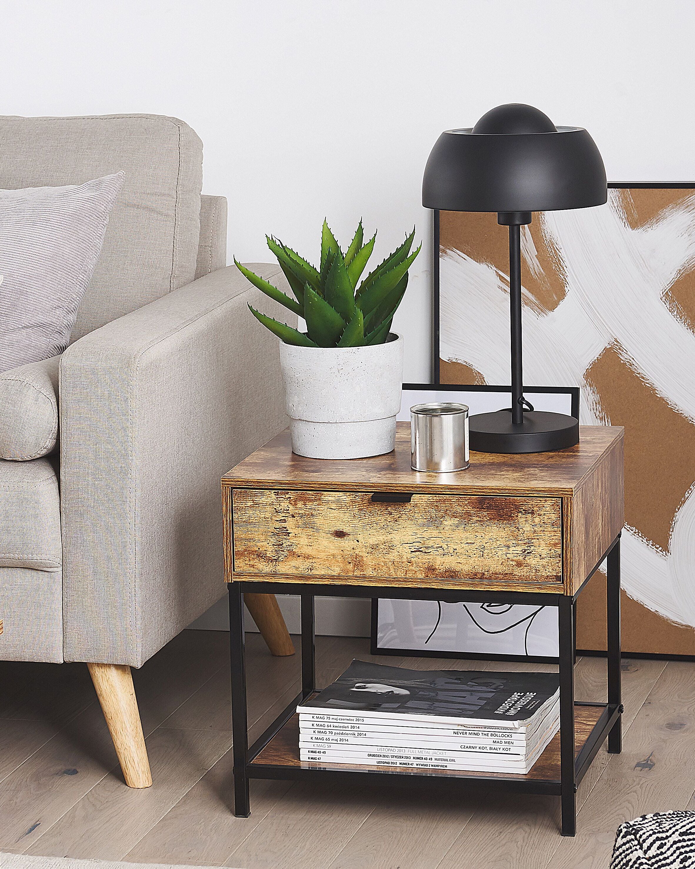 1 Drawer Bedside Table BERKLEY Brown