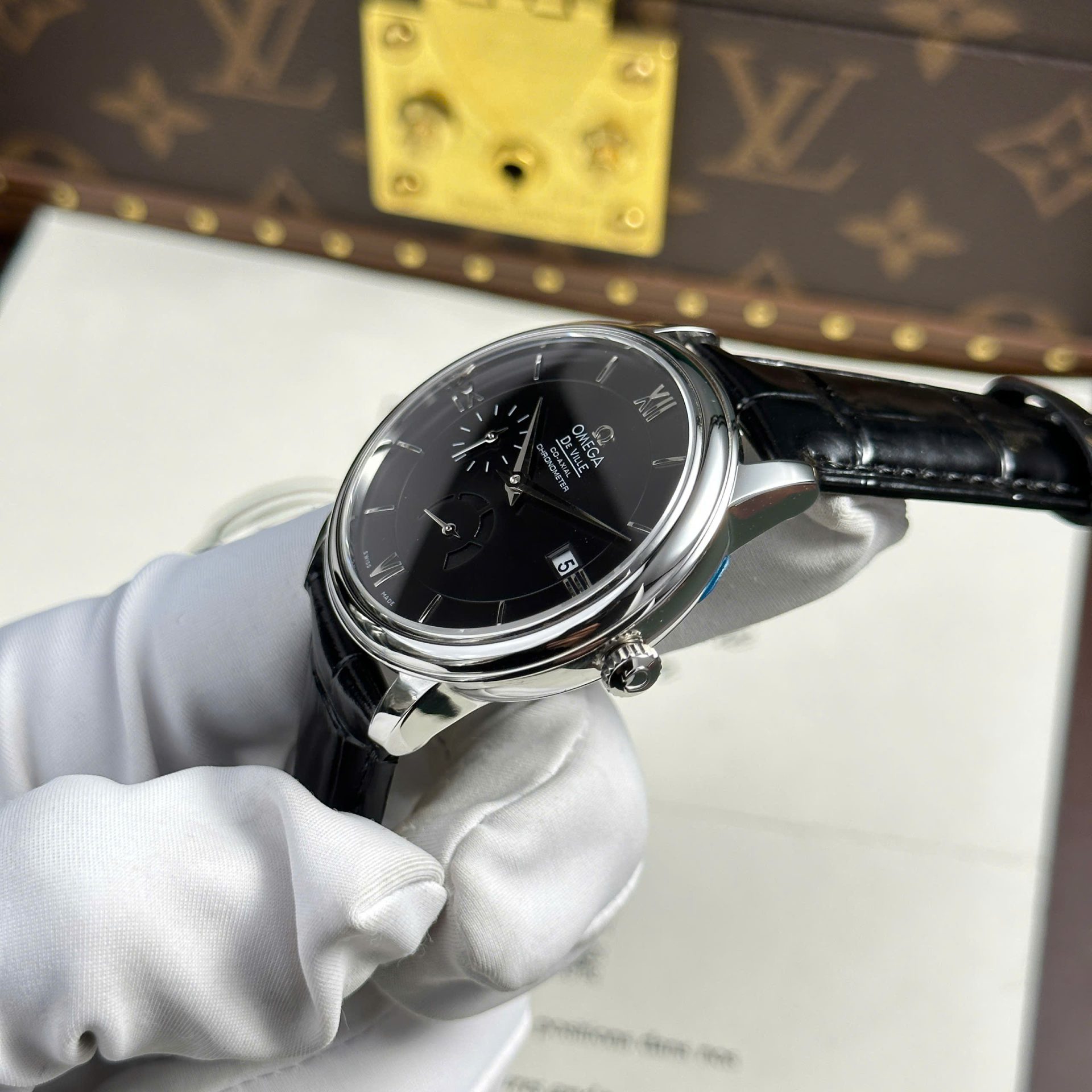 Omega Replica Watch De Ville Prestige Power Reserve Black Dial 39.5mm - Top club