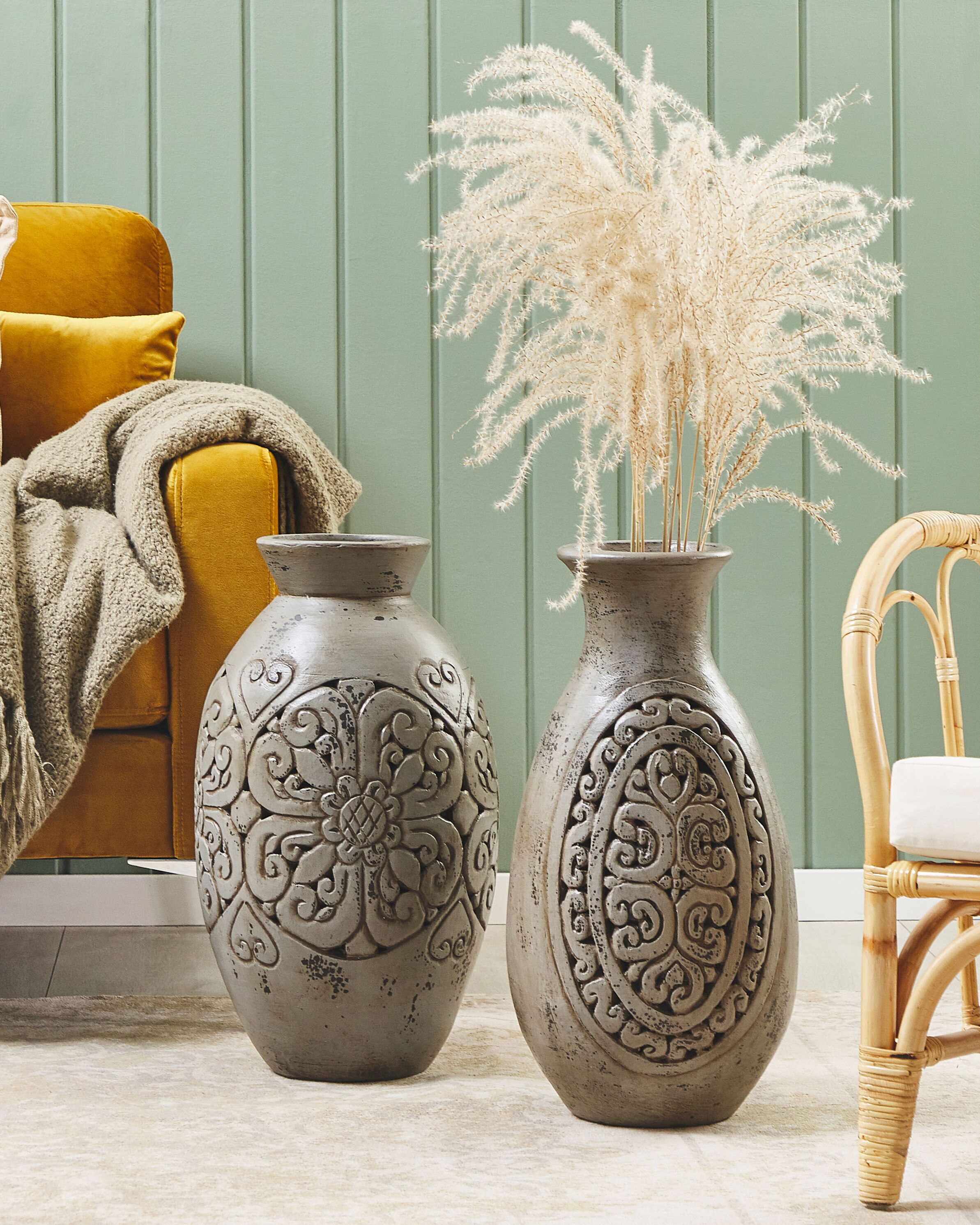 Decorative Vase MEGARA Ceramic 51 cm Grey