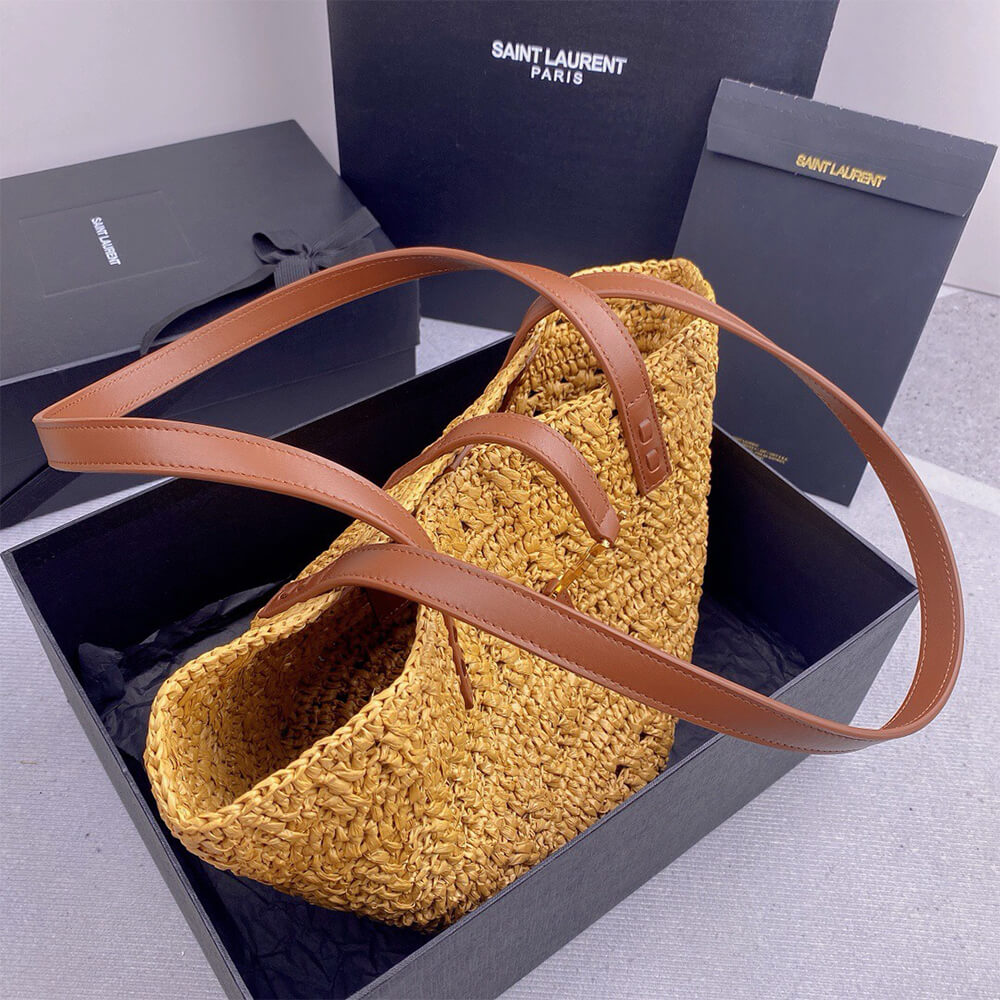 YSL Medium Panier Raffia Bag In Brown1:1High-quality replica
