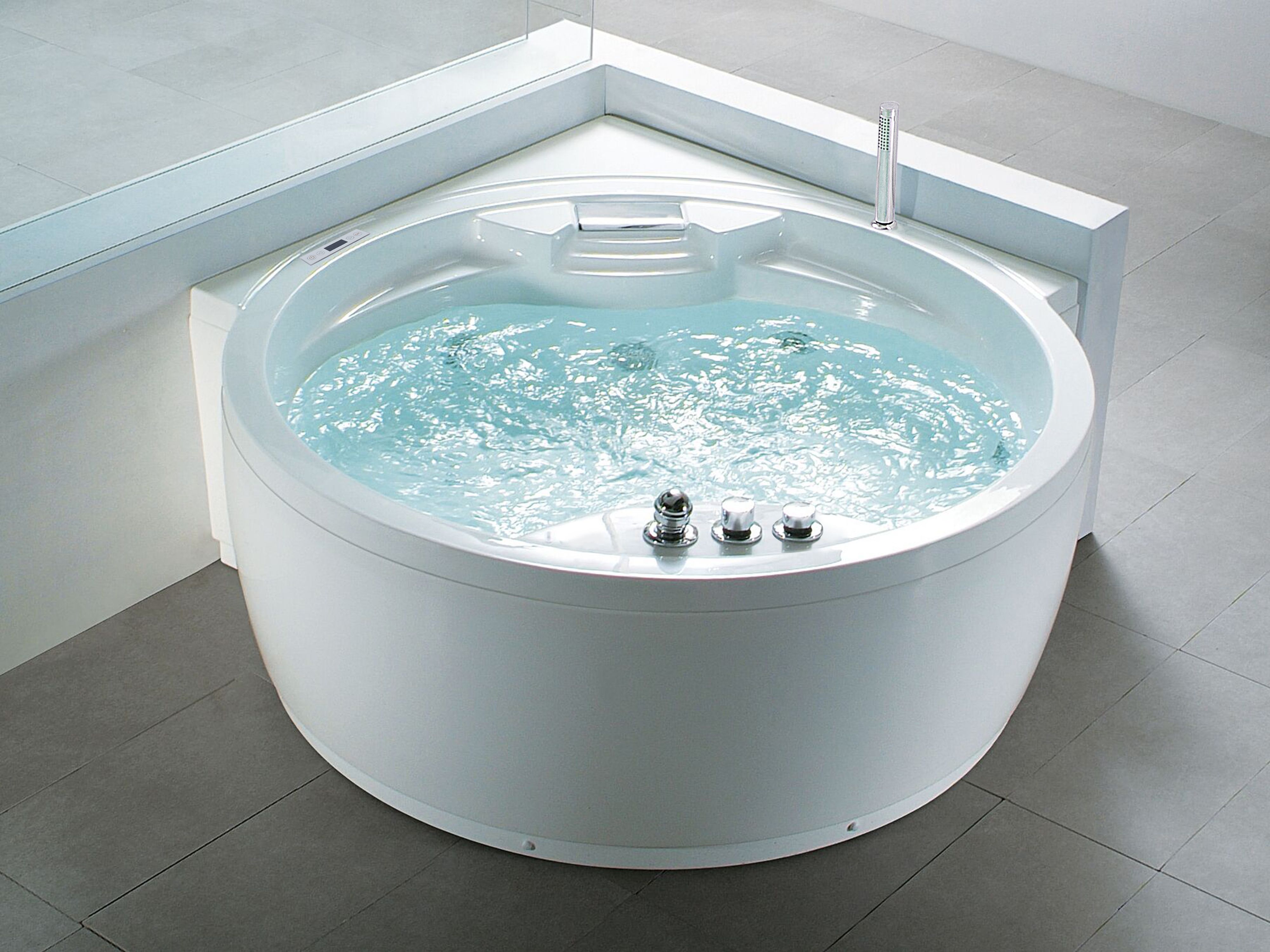 Corner Hot Tub with LED MILANO with Built-In Bluetooth Speaker 1810 x 1500 mm White