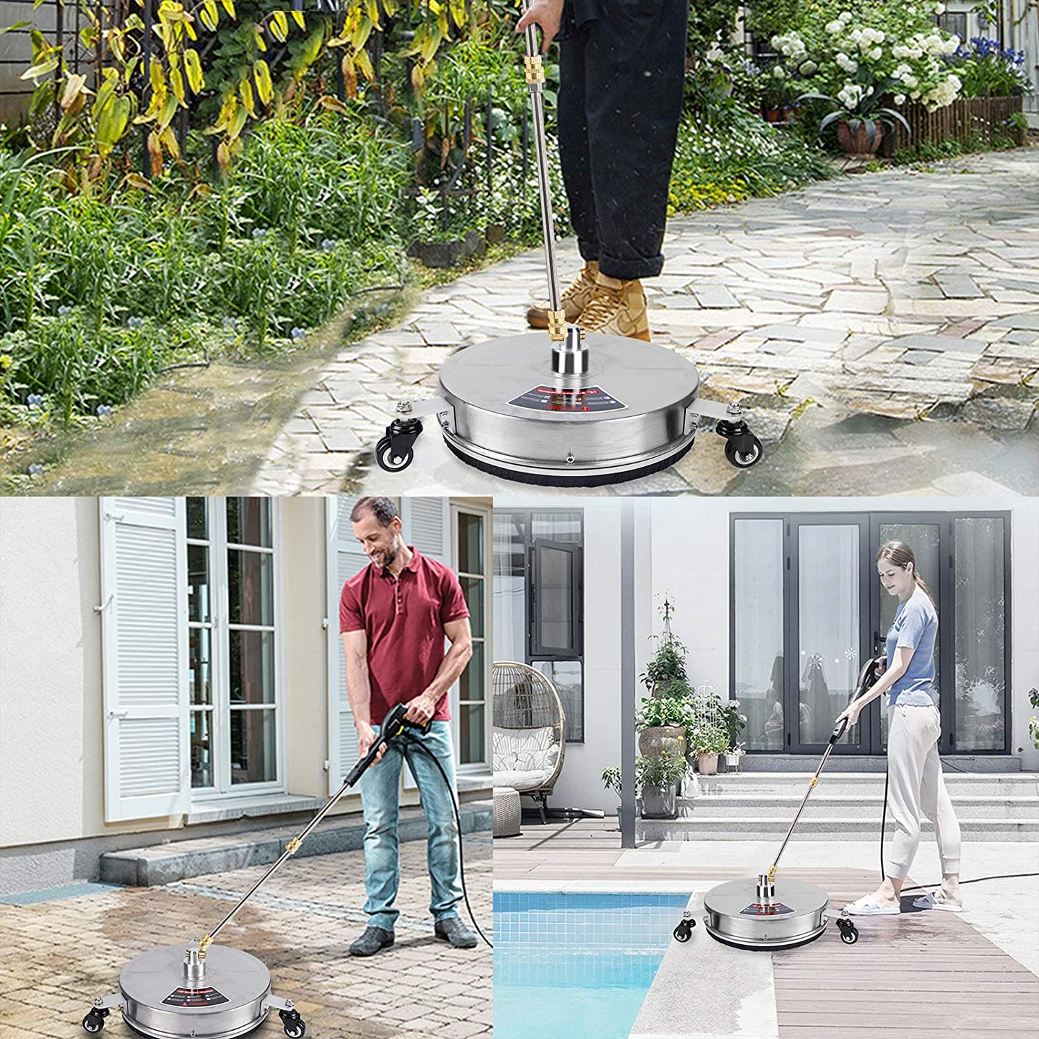 Twinkle Star 15 Inch Stainless Steel Pressure Washer Surface Cleaner With 2 Extension Wands And 2 Replacement Nozzles - Image 9 Twinkle Star 15 Inch Stainless Steel Pressure Washer Surface Cleaner With 2 Extension Wands And 2 Replacement Nozzles - Image 9