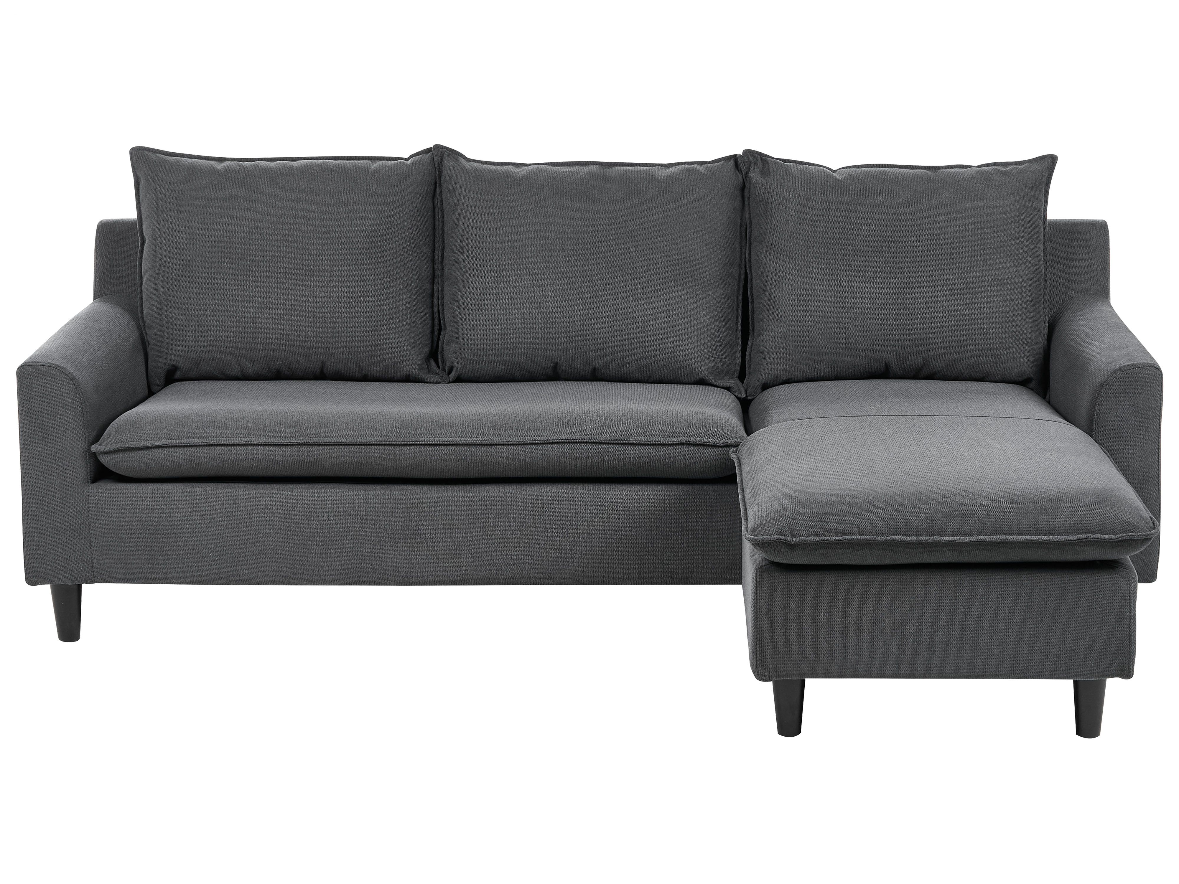 Corner Sofa 3 Seater ELVENES Fabric Dark Grey Left Hand