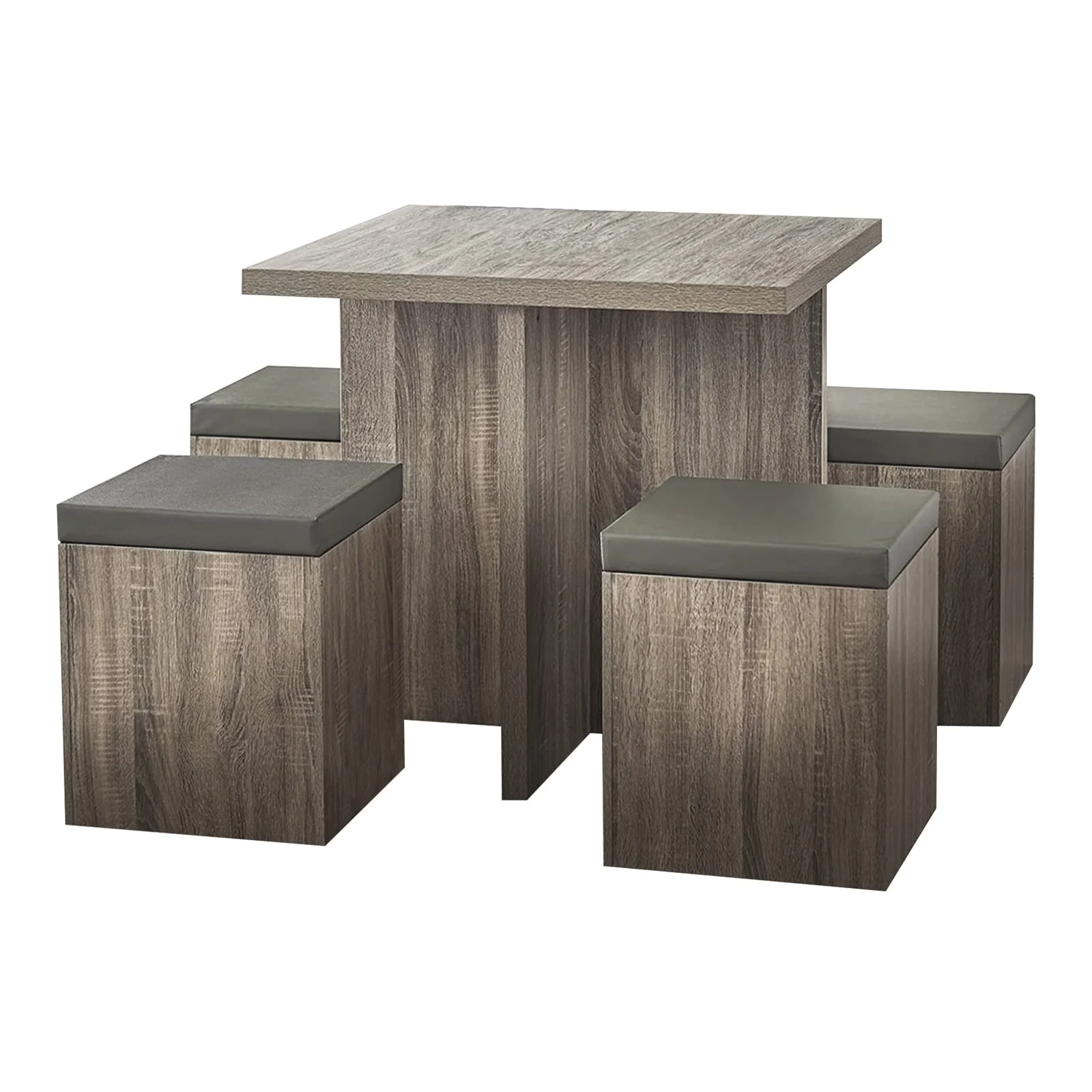 SUGIFT 5-Piece Dexter Dining Set with Storage Ottoman, Taupe - Image 3