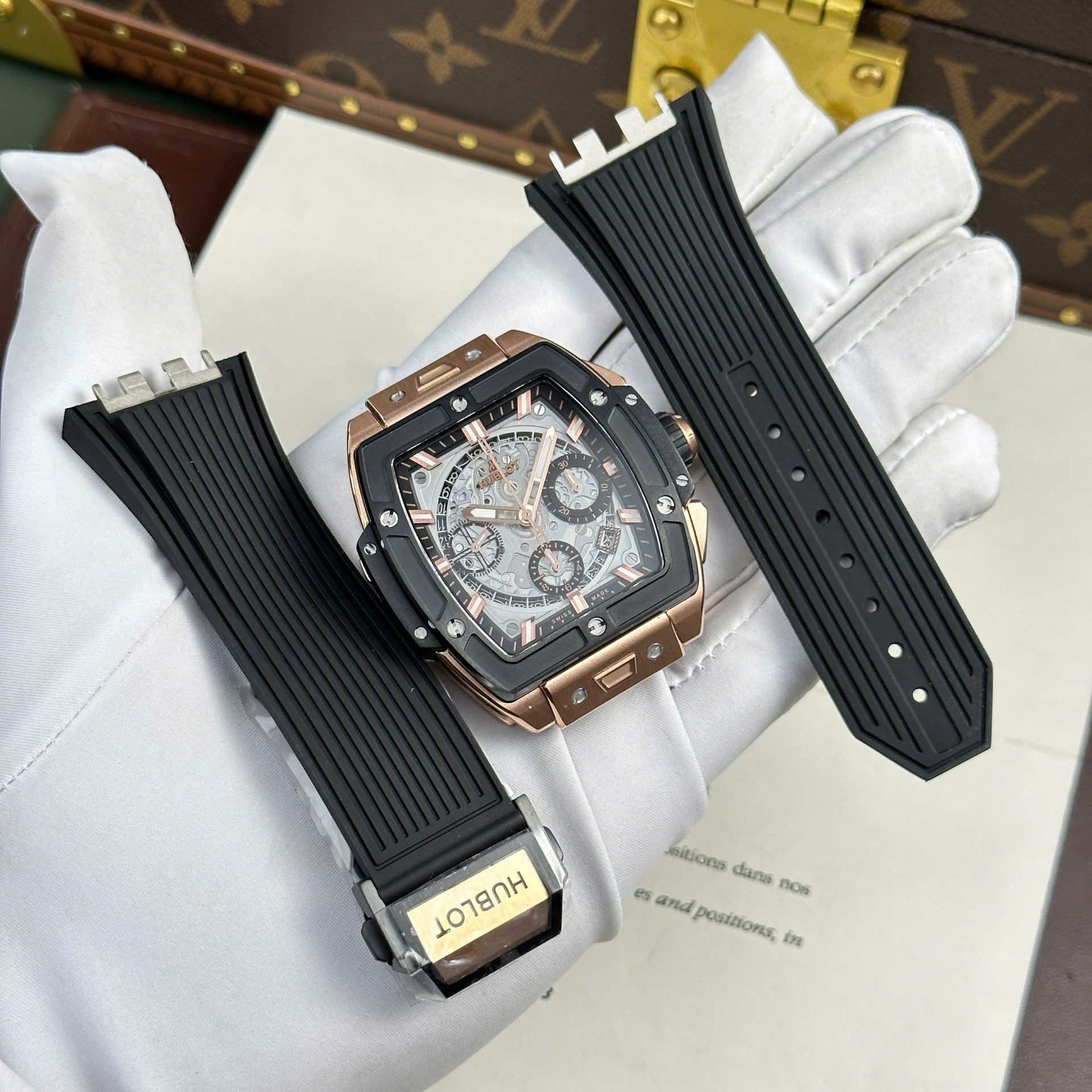 Hublot Spirit Of Big Bang King Gold Replica Watches Bezel Black BBF Factory 42mm - Elite Watch Atelier