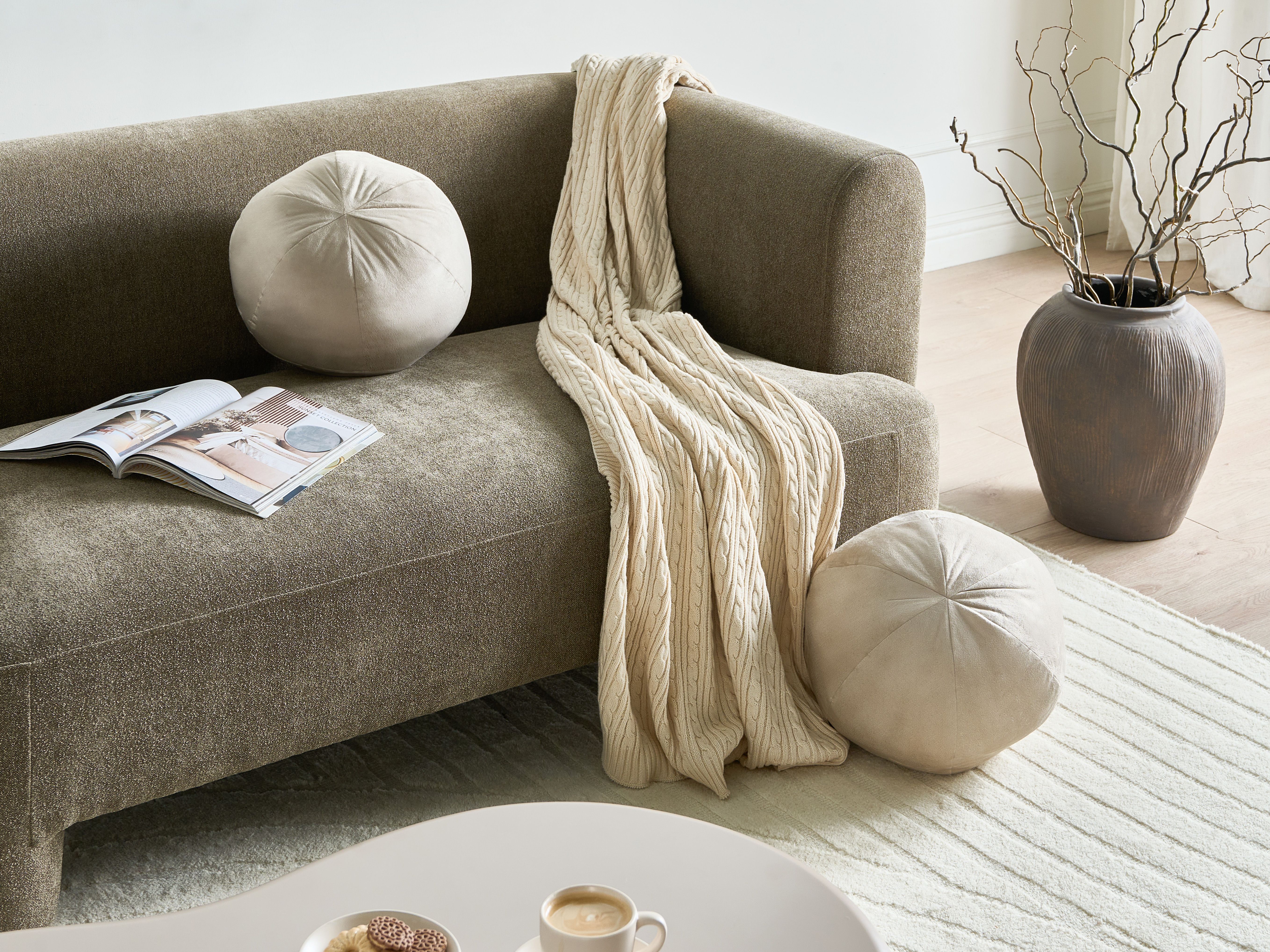 Set of 2 Decorative Cushions SALVIA Velvet 33 x 33 cm Off-White Solid