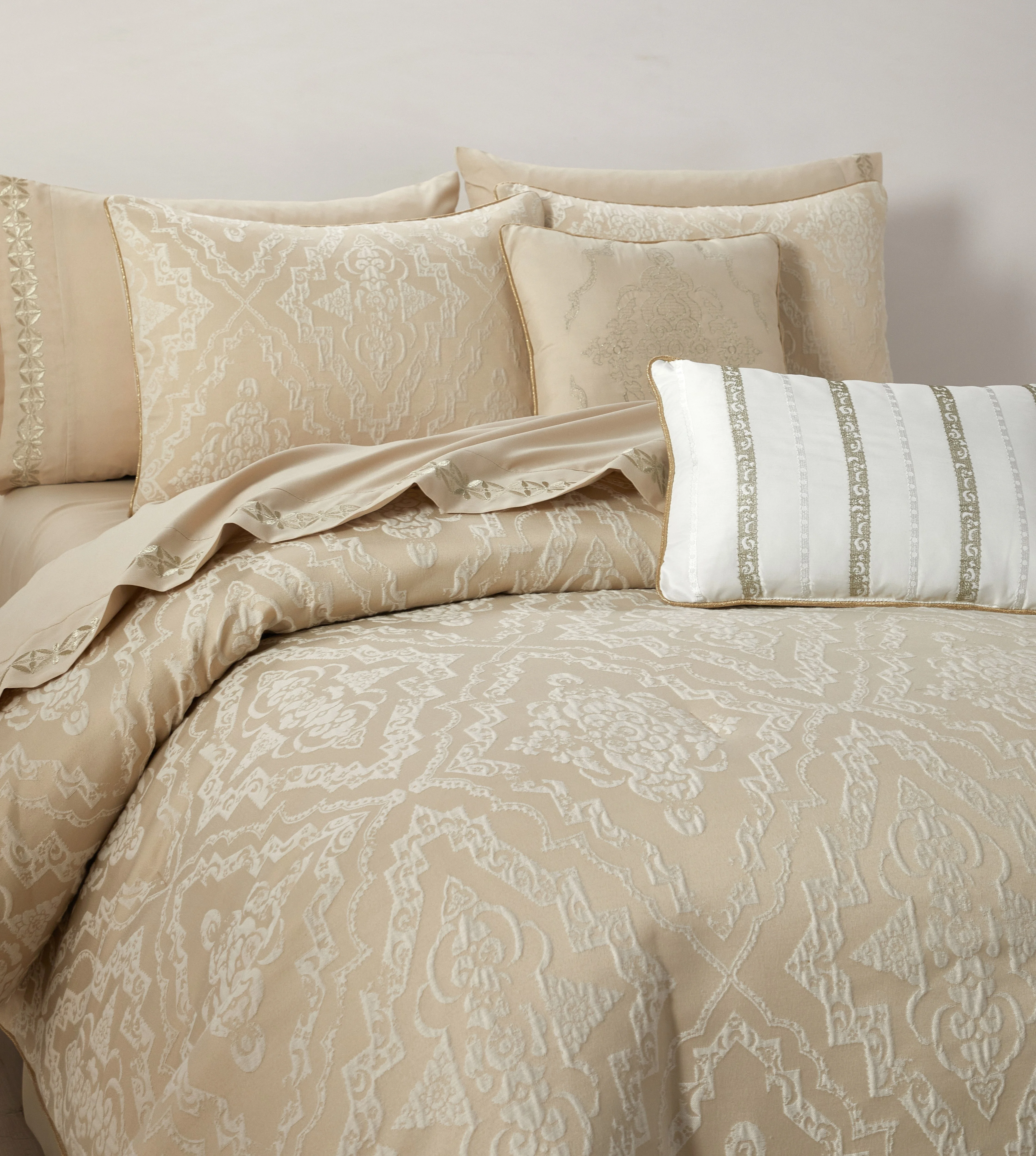 Lanco Smoke Grey Comforter Set California King Size, 9 Piece Jacquard Floral Bedding Set, All Season, Ultra-Soft, Matching Pillows & Shams, Bed Skirt - Image 73