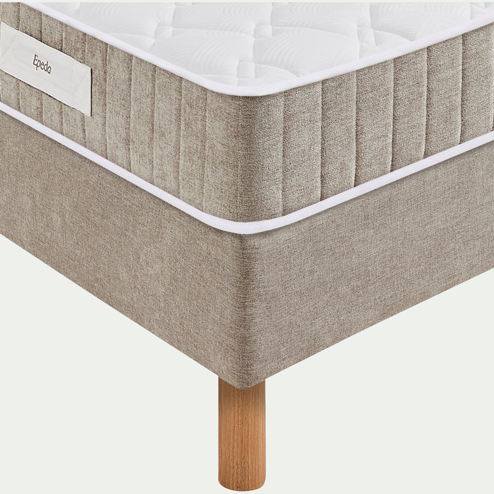 BOHO - Ensemble matelas ressorts sommier ferme Epeda H68cm 2x80x200cm - grège