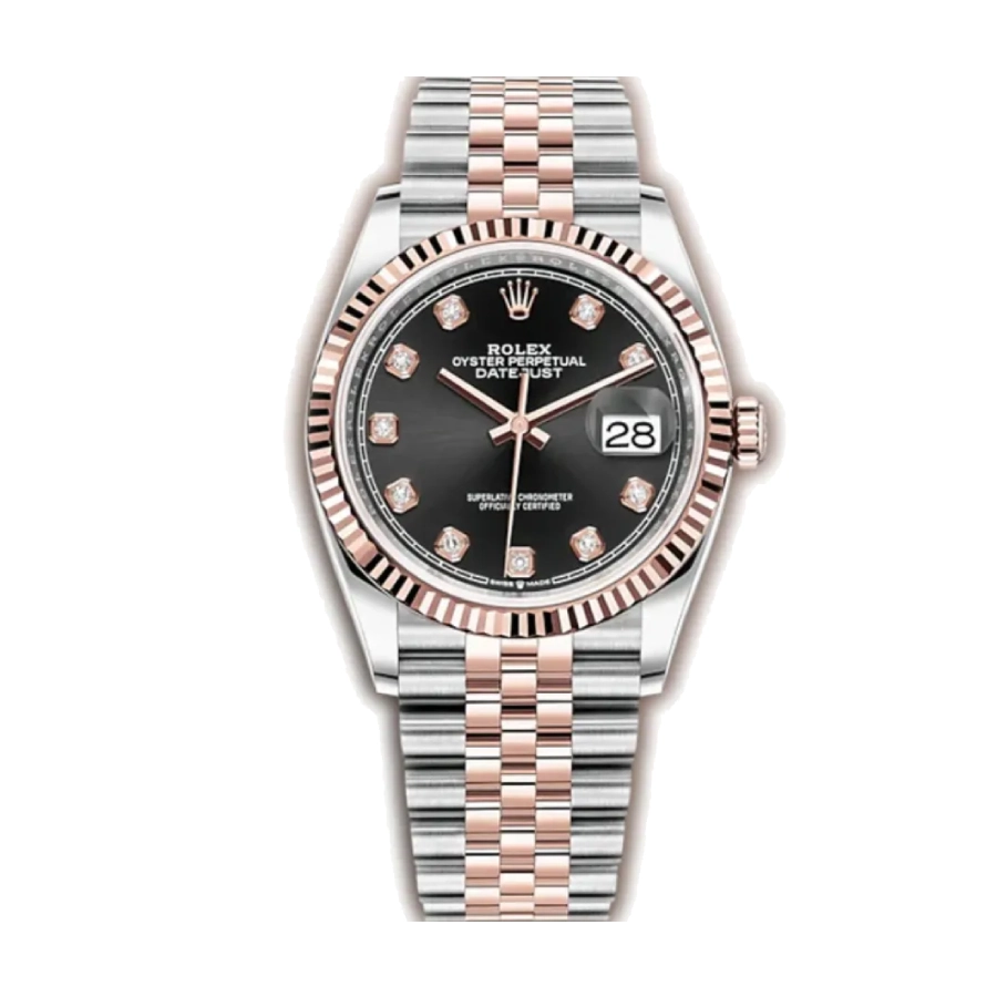 Rolex Datejust 126231, 36mm – Everose Gold Fluted Bezel, Slate Motif Dial with Diamond - Elite Watch Atelier