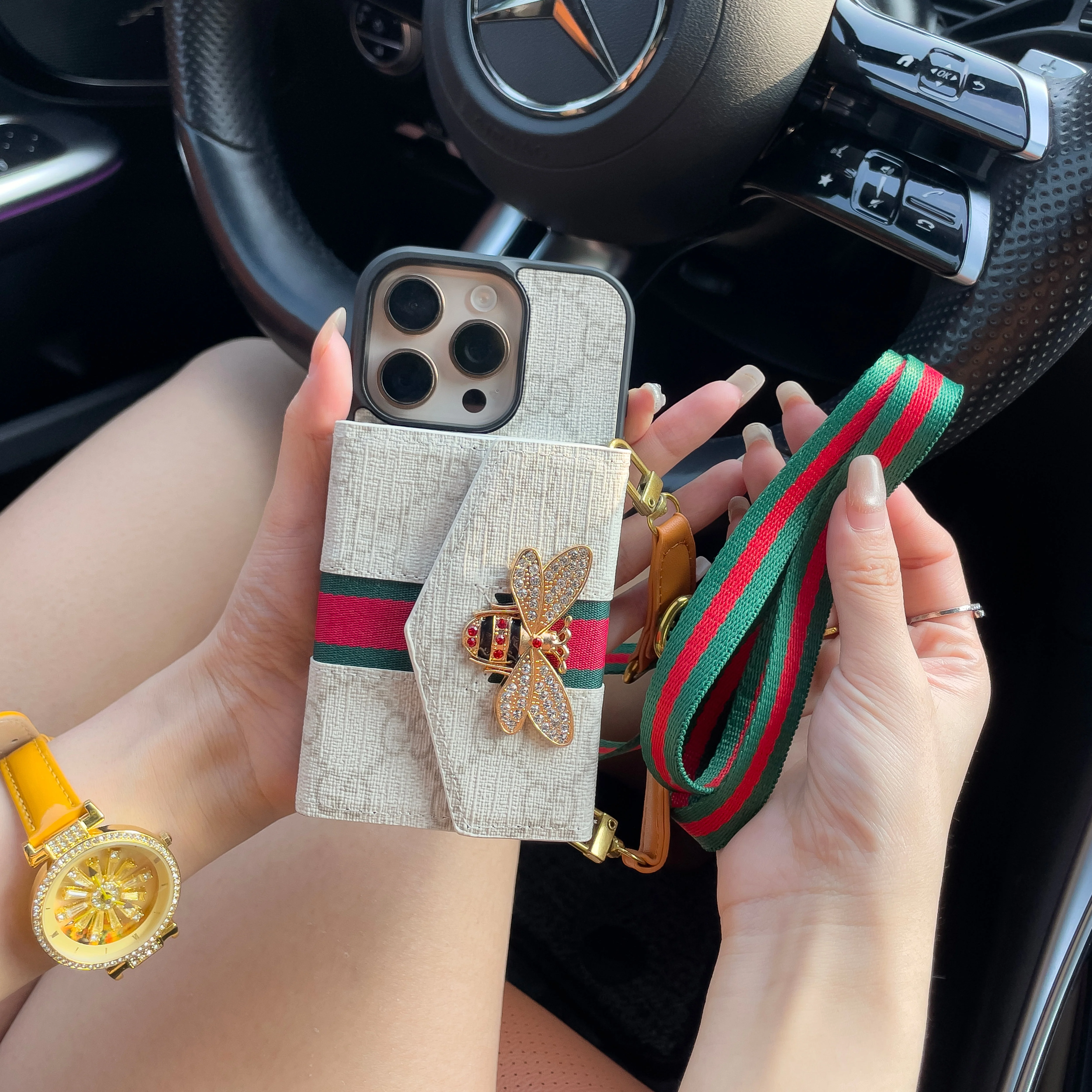 GG Advanced Crossbody iPhone Case with Card Holder & Shoulder Strap - Wholesale & Influencer