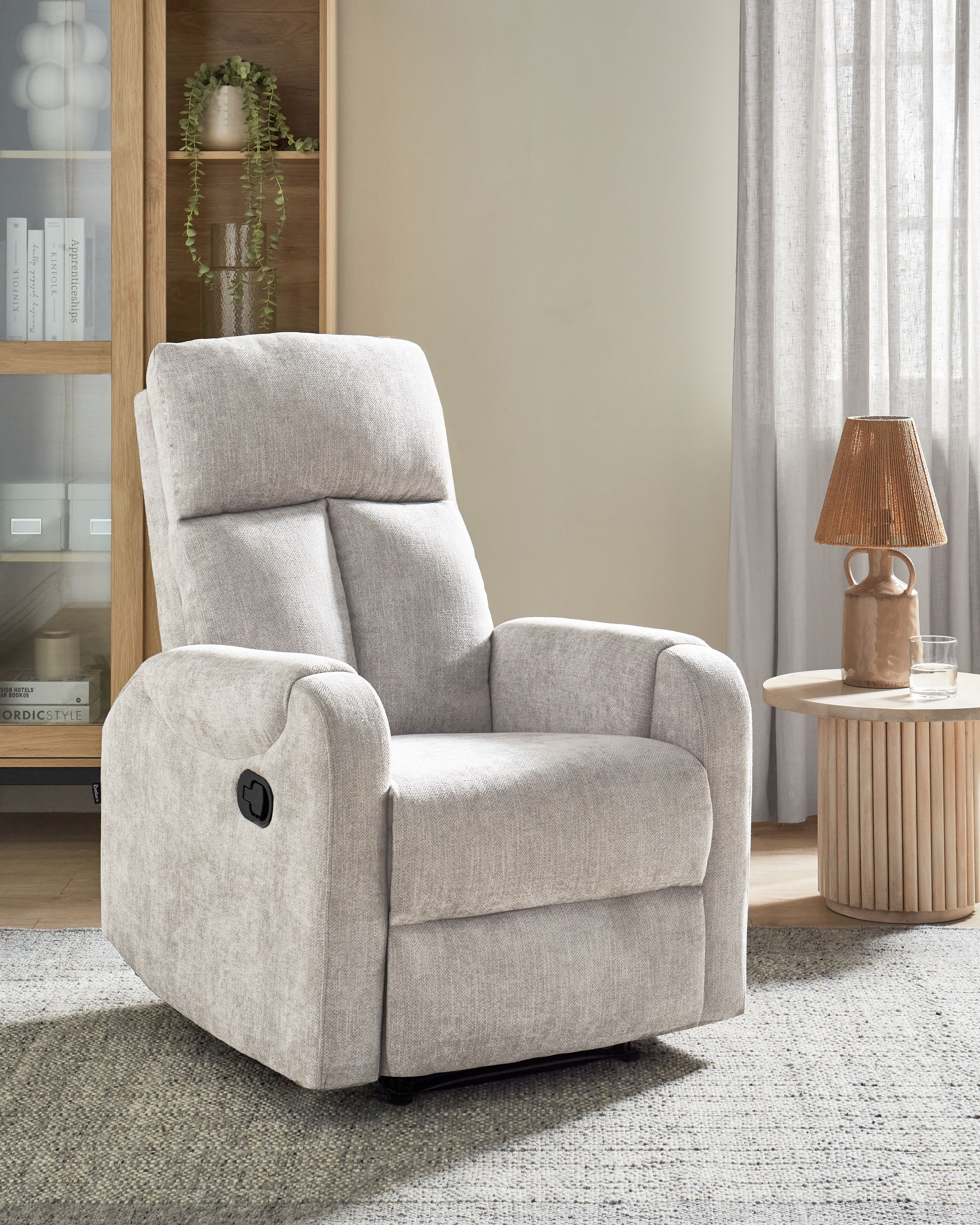 Recliner Chair SOMERO with Footrest Fabric Grey