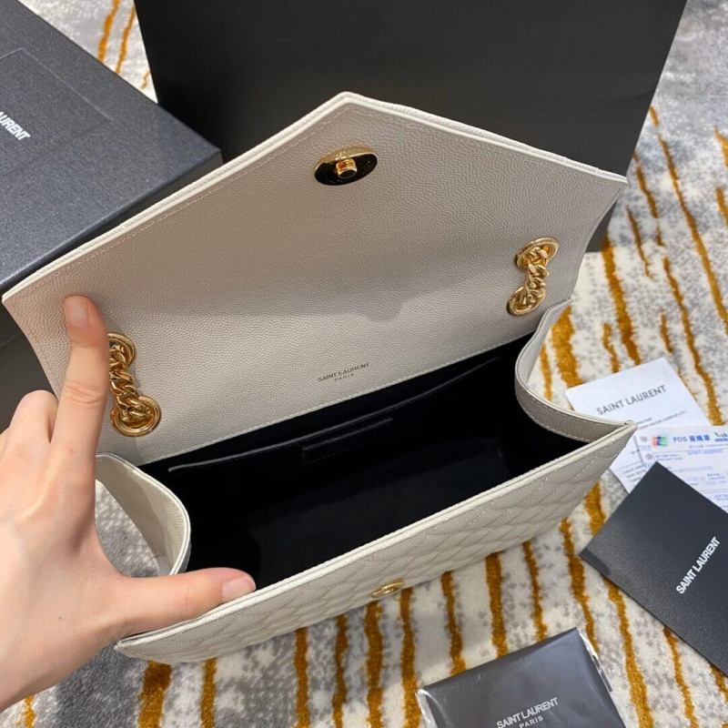 Replica Saint Laurent Grain Leather Envelope Medium Bag 487206 White1:1High-quality replica