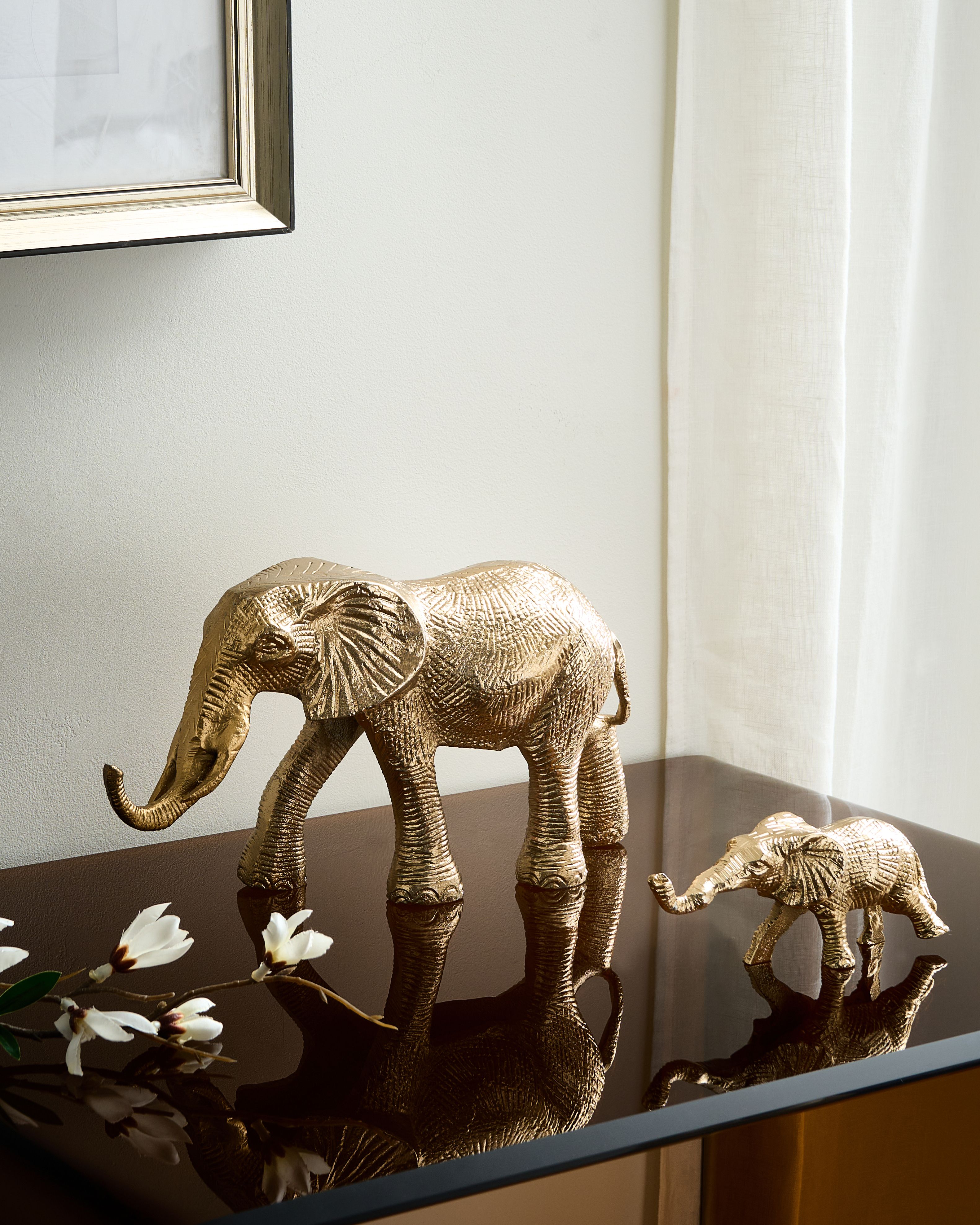 Set of 2 Figurines Elephant SEDLARI Metal Gold