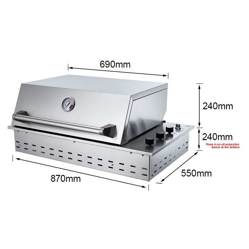 Built-In Stainless Steel Gas Grill Digital Timer Control Electronic Pulse Ignition Oxygen Depletion Safety Device 4 Burners for