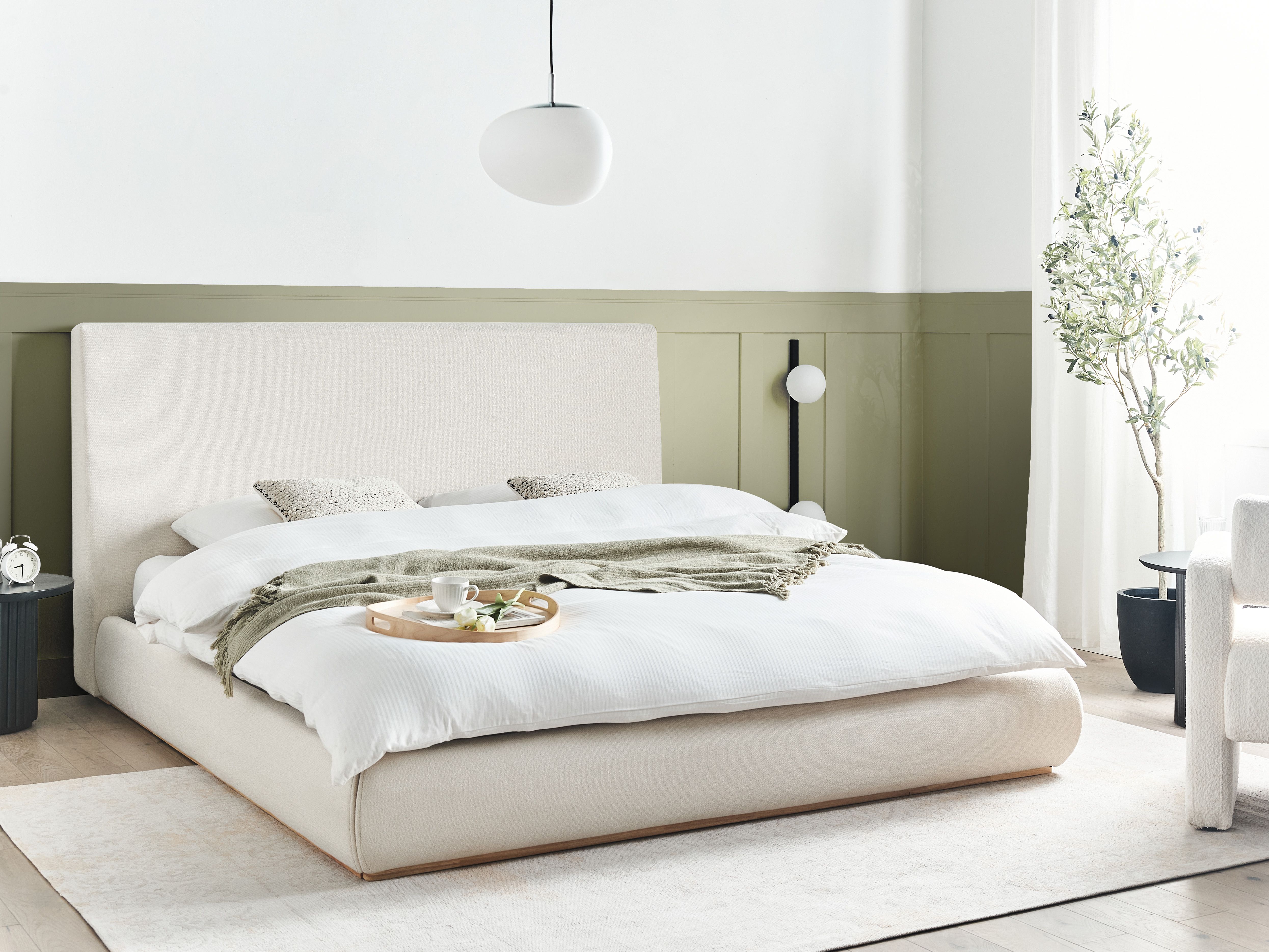 Ottoman Bed Fabric CAMPAGNE 180 x 200 cm (EU Super King) Light Beige