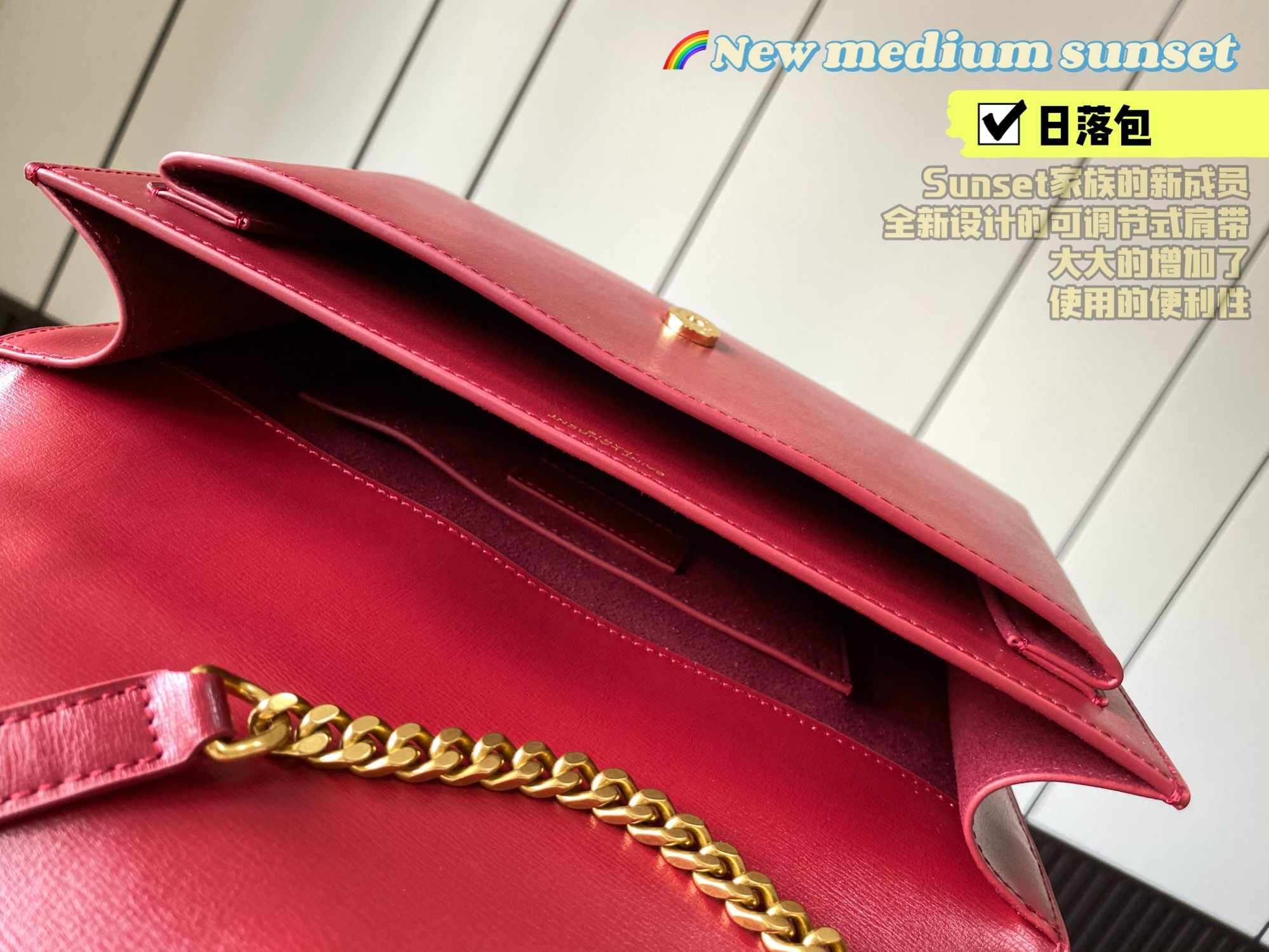 SUNSET MEDIUM TOP HANDLE IN SMOOTH LEATHER1:1High-quality replica