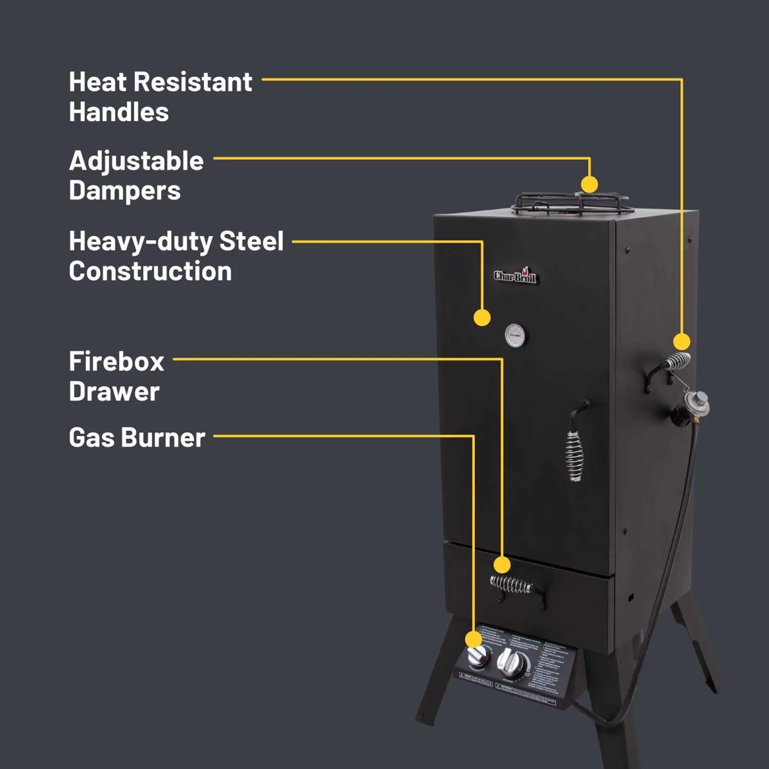 Char-Broil Vertical Liquid Propane Gas Smoker, 595 Square Inches, 16,500 BTU - Image 4 Char-Broil Vertical Liquid Propane Gas Smoker, 595 Square Inches, 16,500 BTU - Image 4