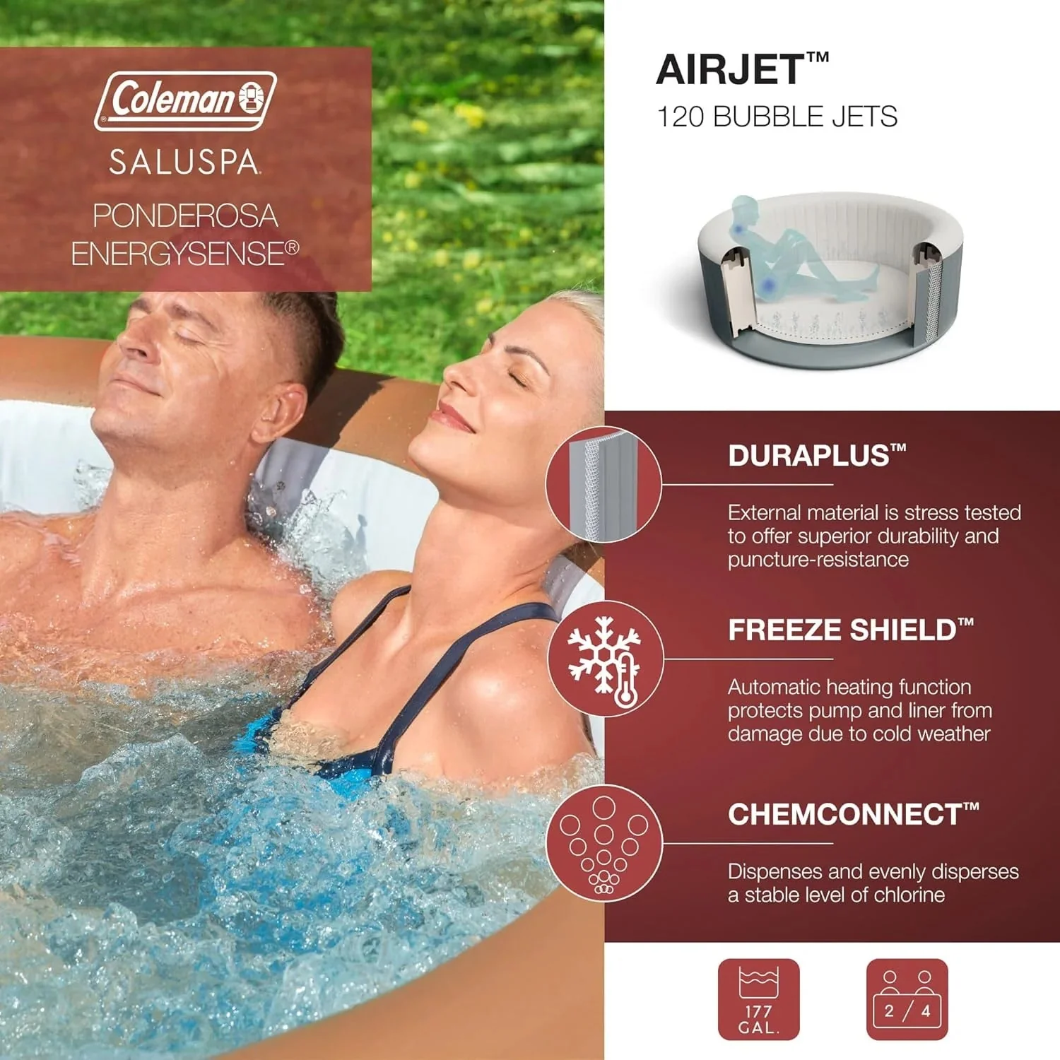 2-4 Person Inflatable Hot Tub With 120 Air Jets And Insulated Cover - Image 6 2-4 Person Inflatable Hot Tub With 120 Air Jets And Insulated Cover - Image 6