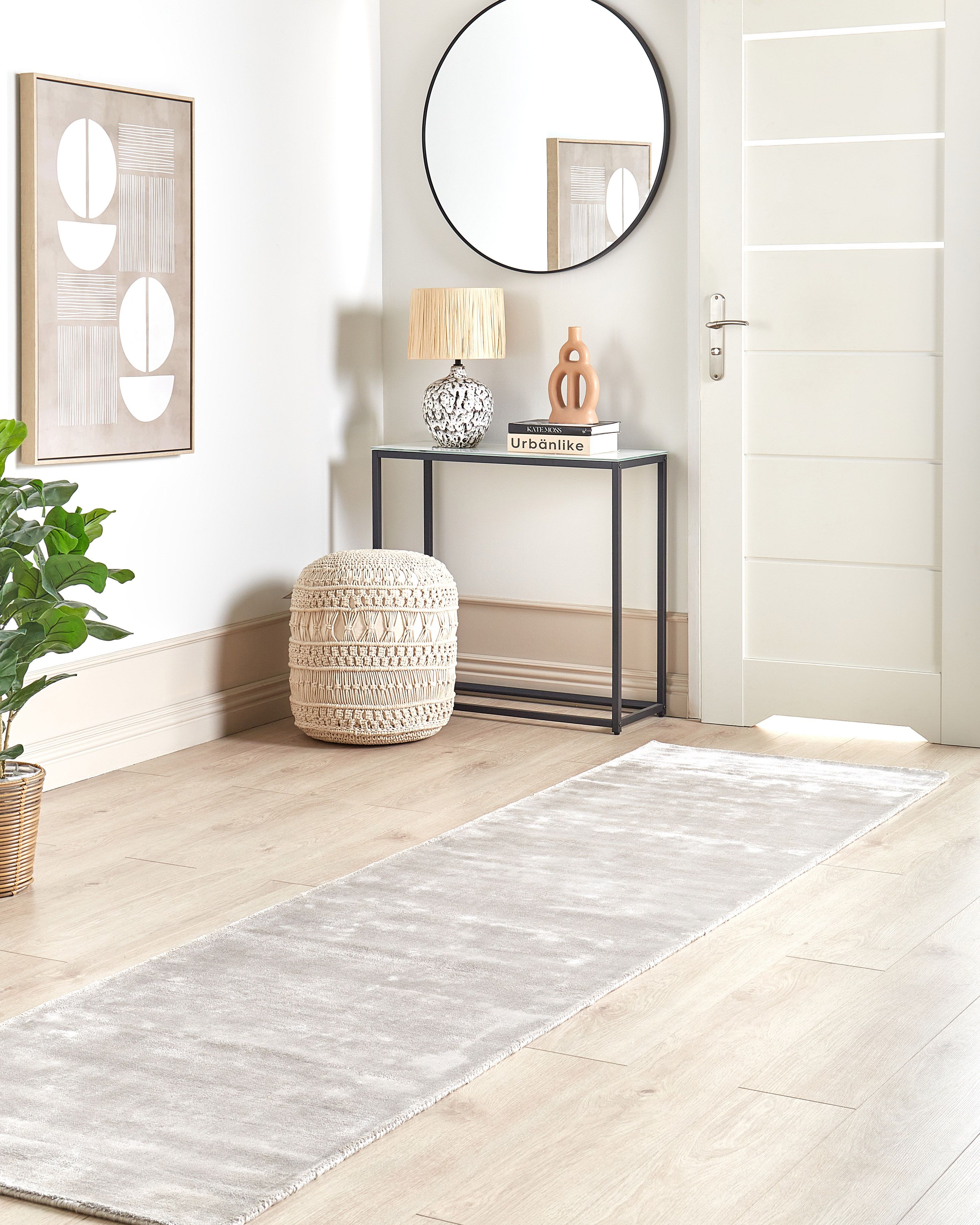 Rug GESI II Light Grey 80 x 300 cm Viscose