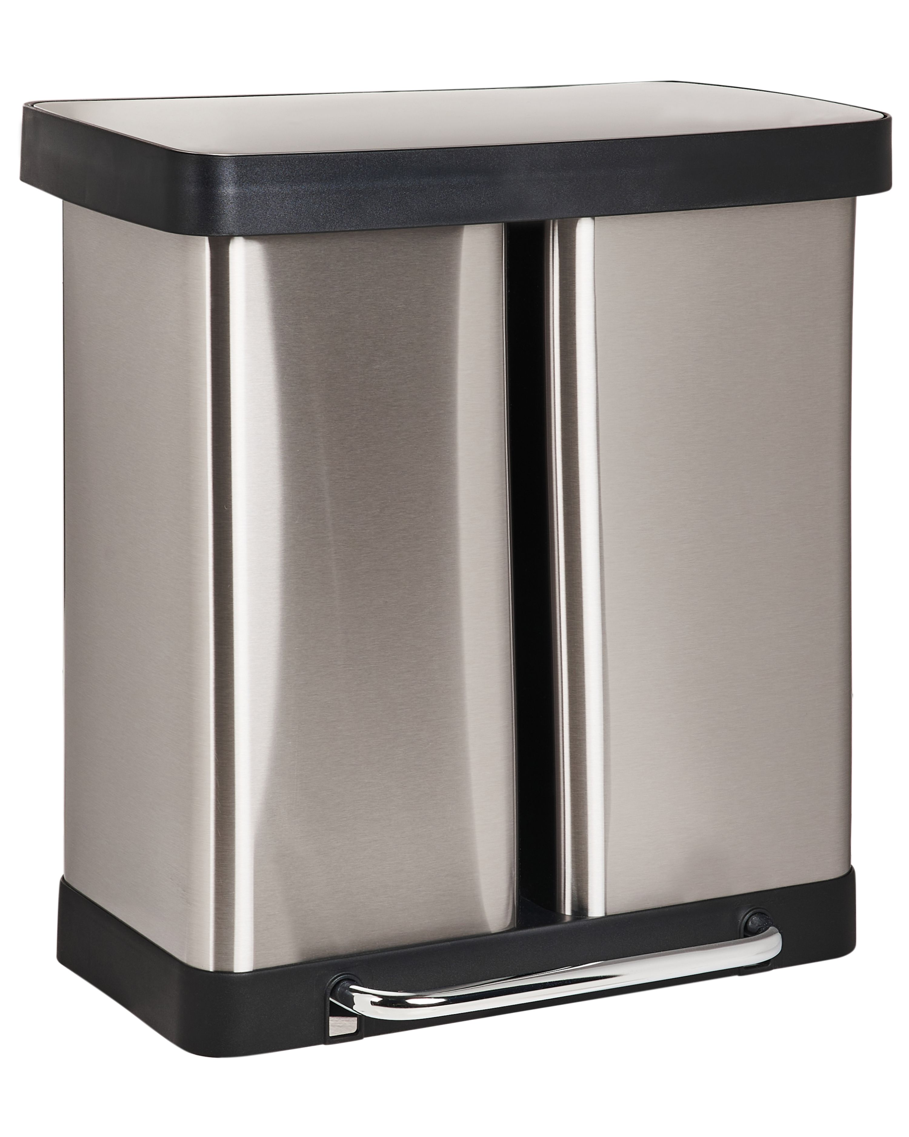 Double Pedal Waste Bin 60 L ECOSORT Metal Silver