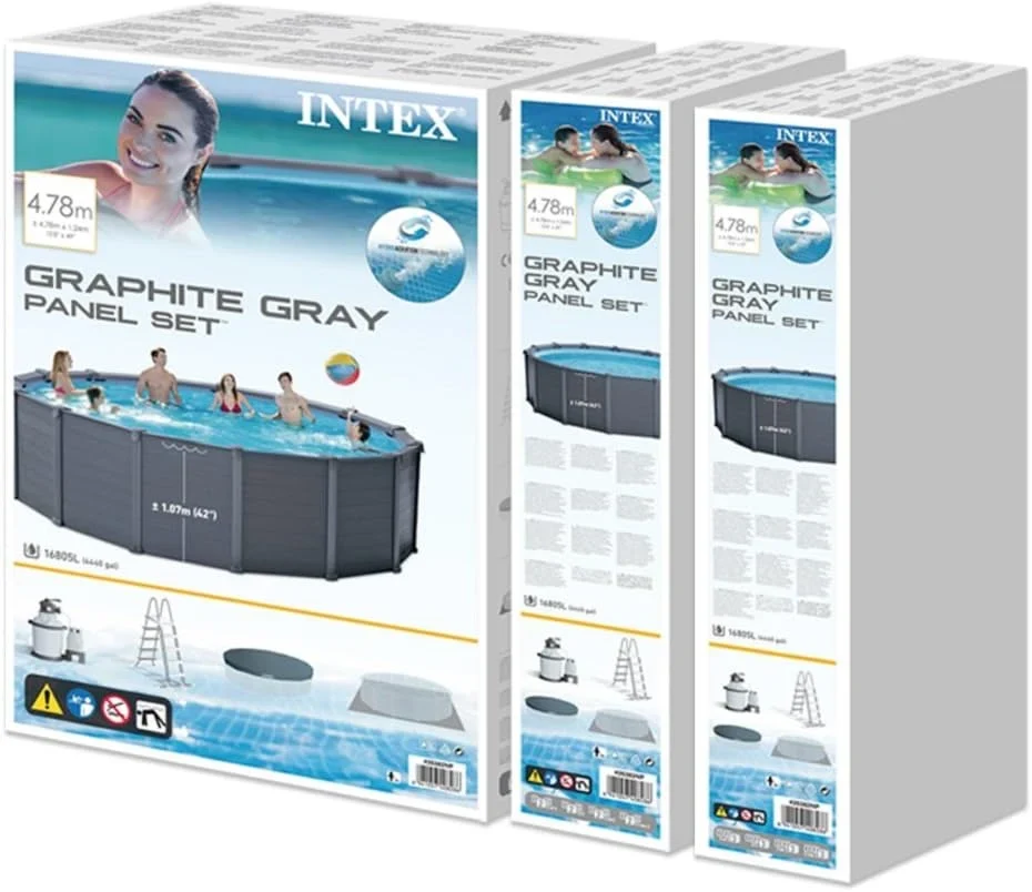 Intex Graphite Panel Above-Ground Pool, Gray, 4.78 m x 1.24 m - 28382 - Image 6 Intex Graphite Panel Above-Ground Pool, Gray, 4.78 m x 1.24 m - 28382 - Image 6